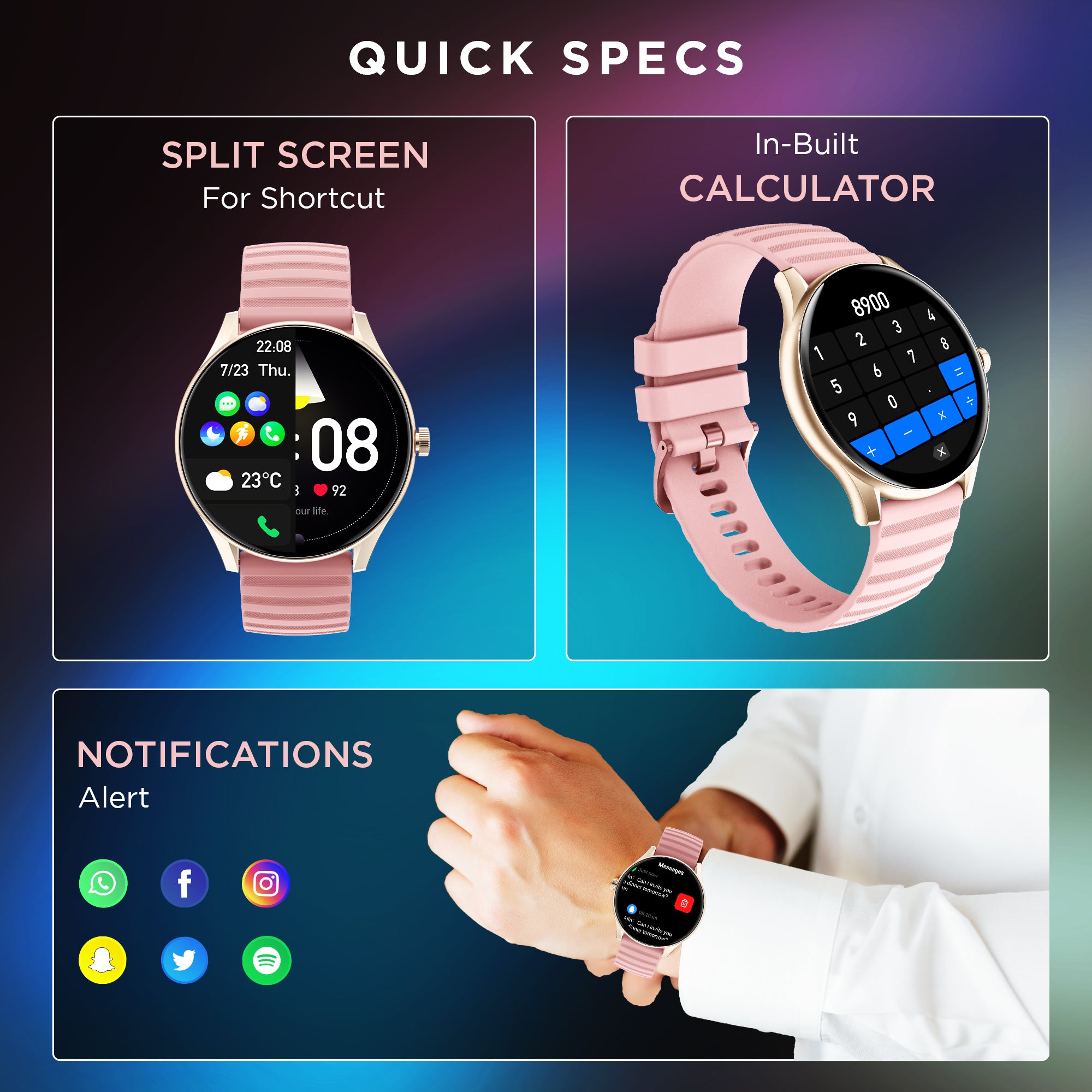 GIZMORE Curve 3.54cm (1.39) | AOD 500 NITS | 360x360 HD Display Bluetooth Calling Smartwatch