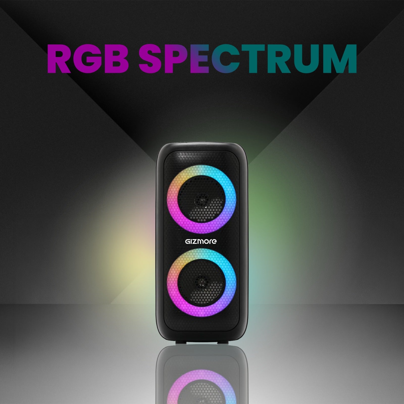 GIZMORE T40 Thunder Play 30W Party Speaker with Wired Mic | Portable Bluetooth Speaker | RGB Spectrum Lights | Dual 4-Inch Woofers | Powerful Bass | 3 Hours Playtime | Karaoke Speaker for Parties, Home & Outdoor