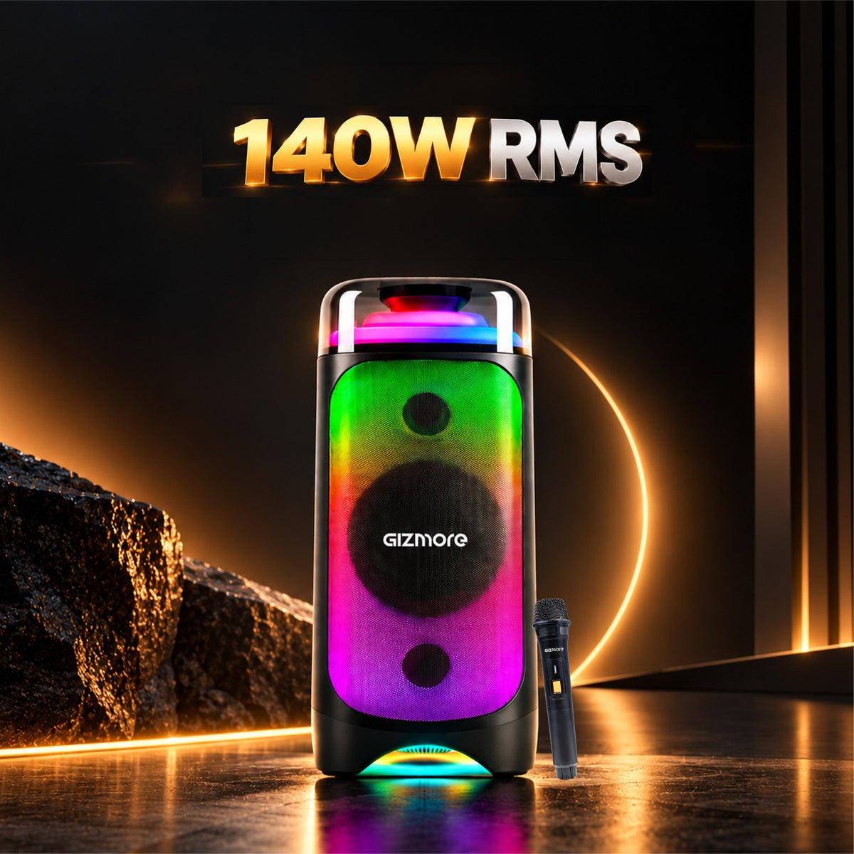 GIZMORE GIZ T140 140W RMS Party Speaker with Wireless Microphone