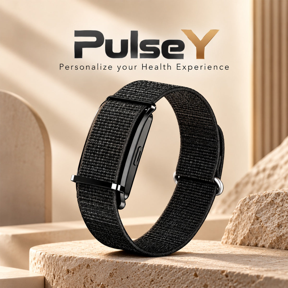 Gizmore Pulse Y Fitness band , 60-Day Battery, Zinc Alloy Casing, 3 ATM Water Resistance, 100+ Sports Modes, HRV & Stress Tracking, Call/Message Alerts Black