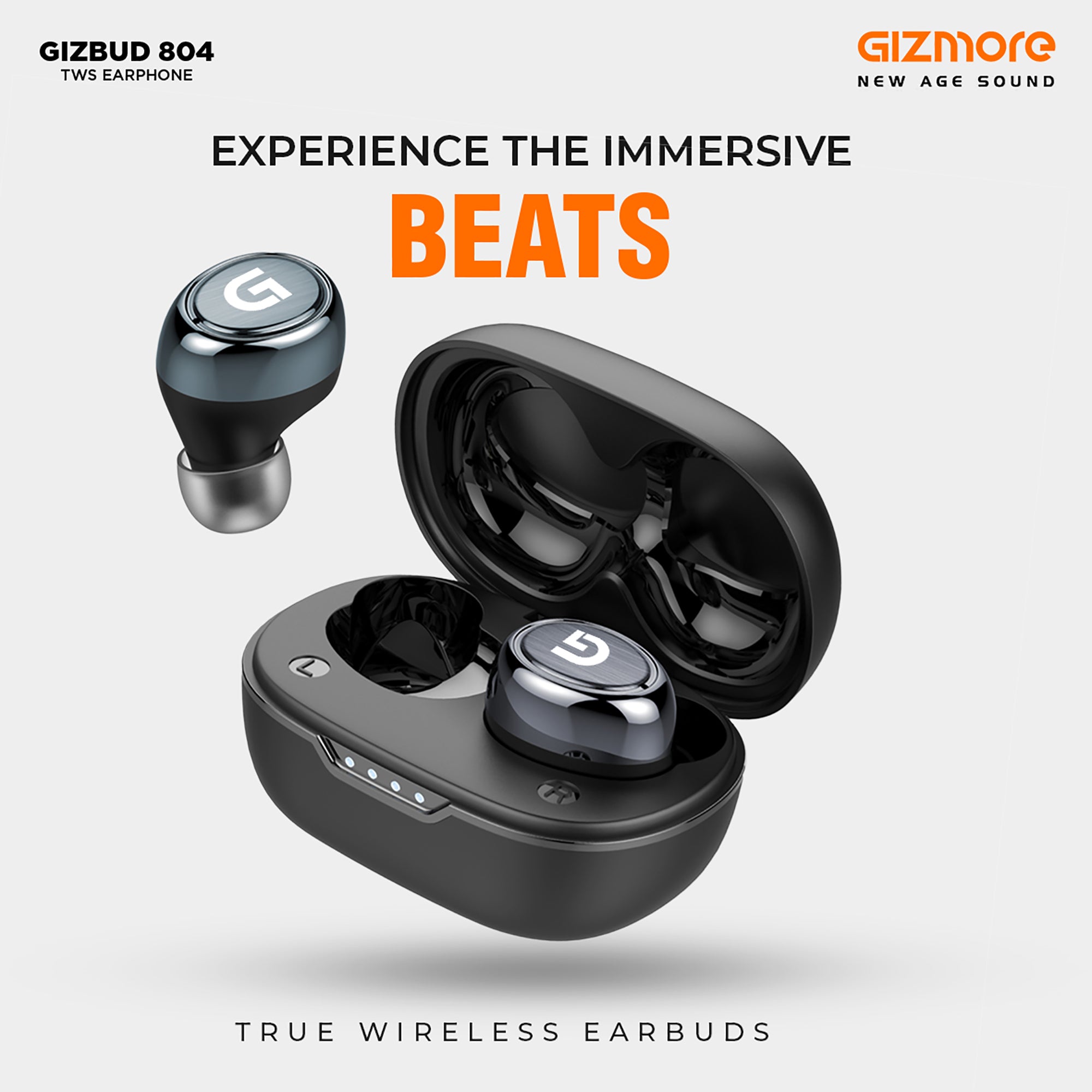 GIZMORE TWS 804 Bluetooth 5.0 in-Ear Wireless Earbuds HD Stereo Sound,Water Resistance, 20 Hrs Playtime, Touch Control, and Voice Assistance