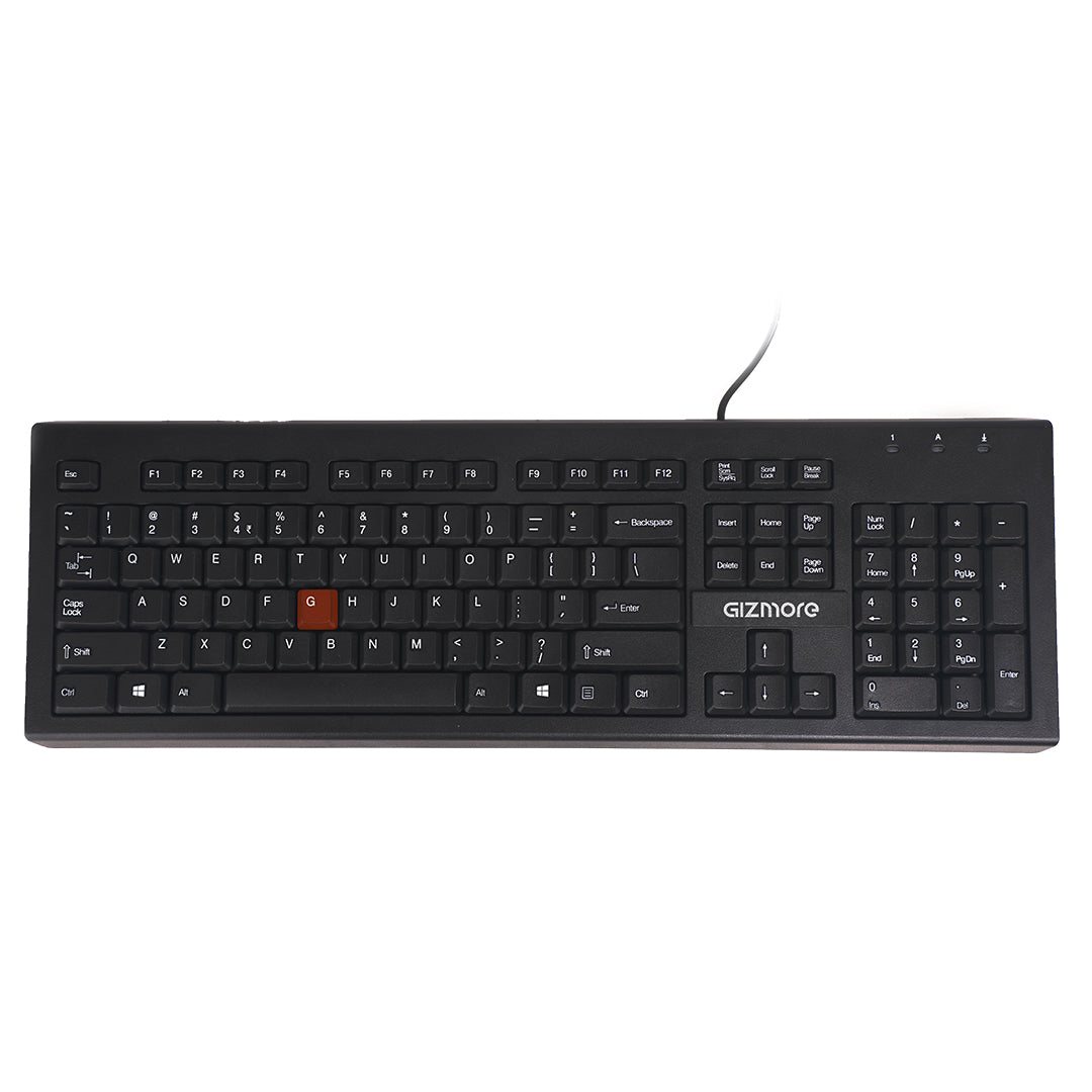 Gizmore GIZ KB01 Keyboard Specially Designed with Indian Rupee ₹ for Business Computing