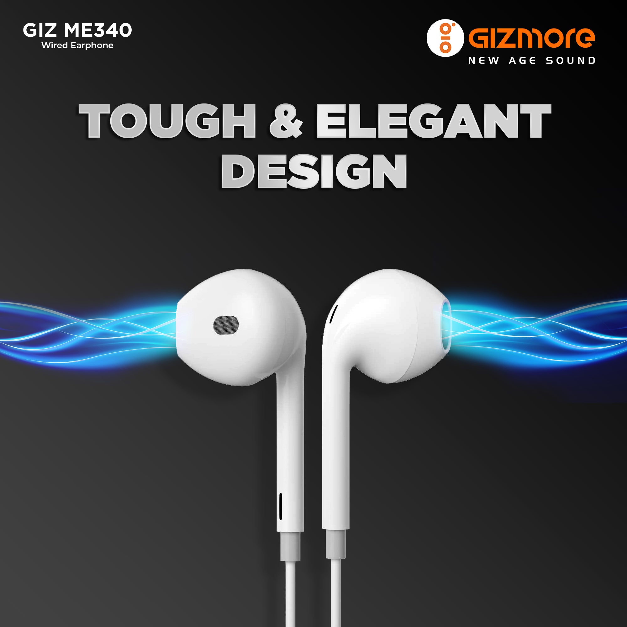 Gizmore ME340 In-Ear Wired Earphones with Extra Deep Bass, Stereo Sound and HD Microphone