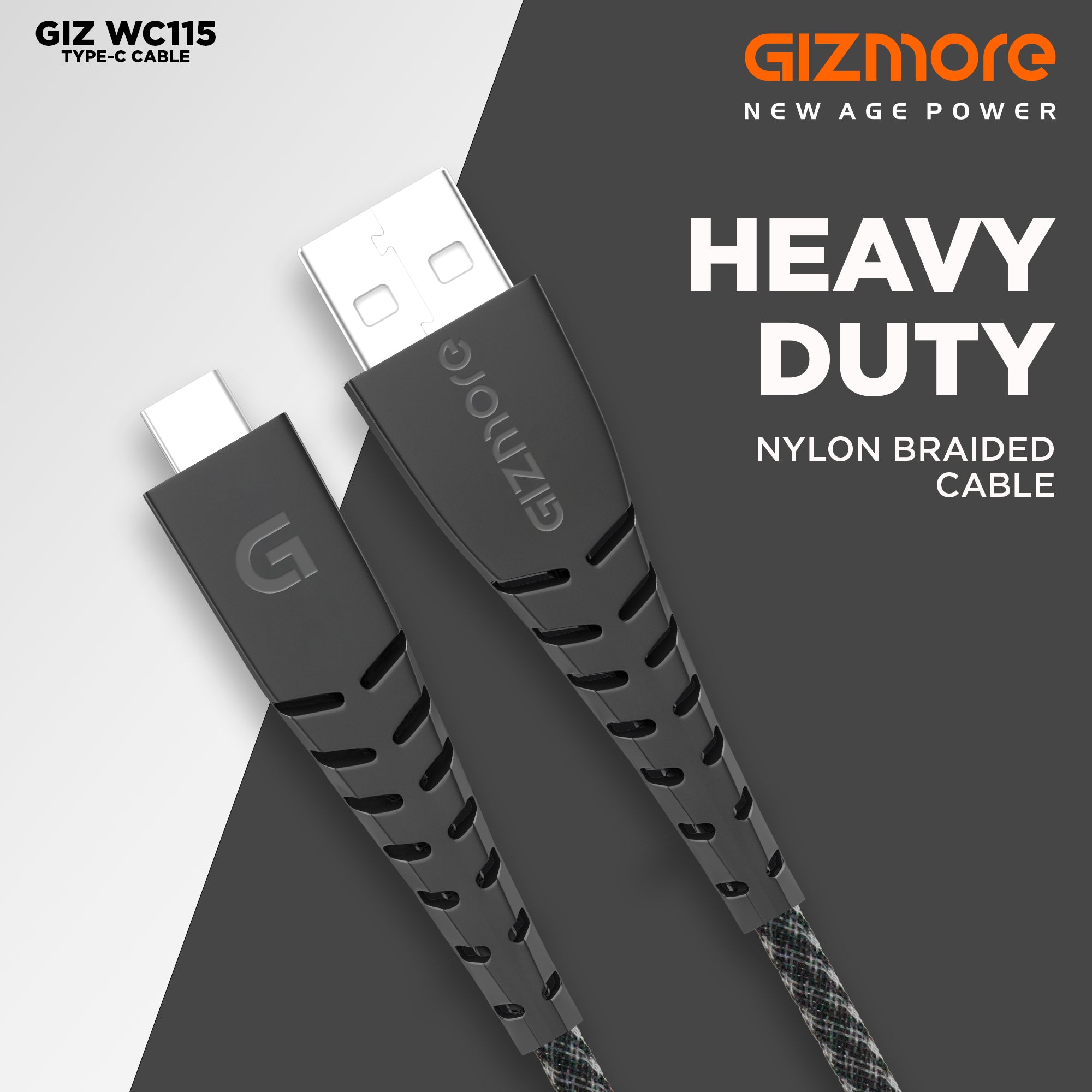 Gizmore USB Type C Cable 3A (Compatible with Mobile, Tablet, Computer)