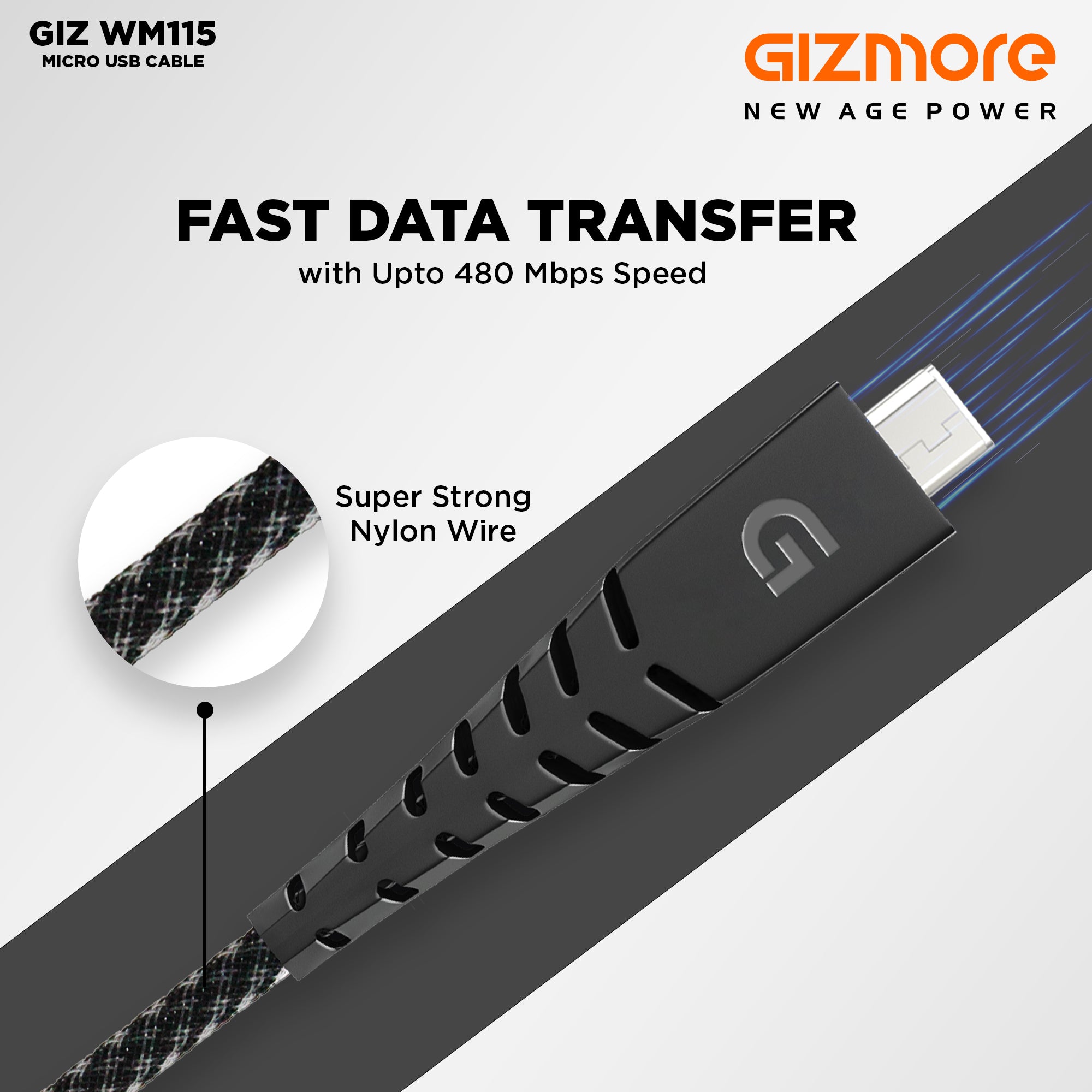 Gizmore Micro USB Cable 2.4A (Compatible with Mobile, Tablet, Computer,)