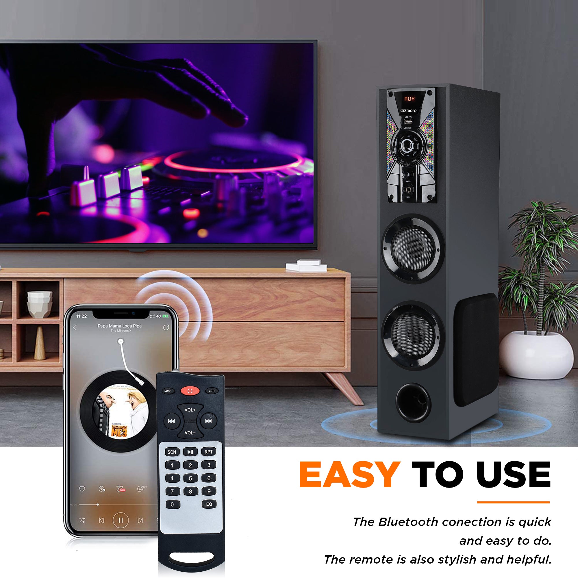 Gizmore ST5000 PRO WITH WIRELESS MIC & REMOTE 50 W Bluetooth Tower Speaker