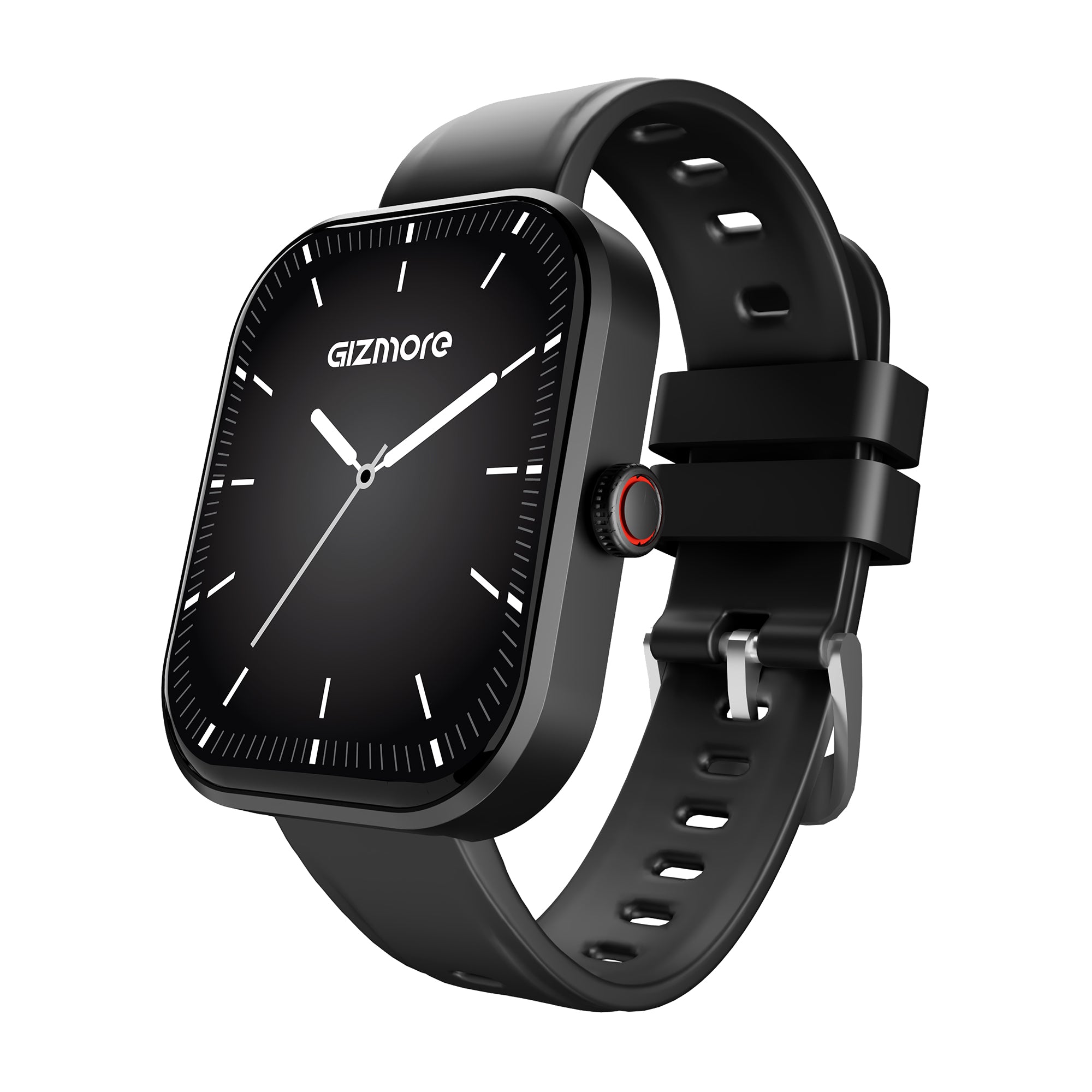 GIZFIT 981 Pulse Smartwatch | 2.02” IPS Display | Bluetooth Calling | Rotating Crown | Metal Body | Customizable Watch Faces | Multi-Sports Modes | Step Tracker | Social Notifications (Black/burgundy)