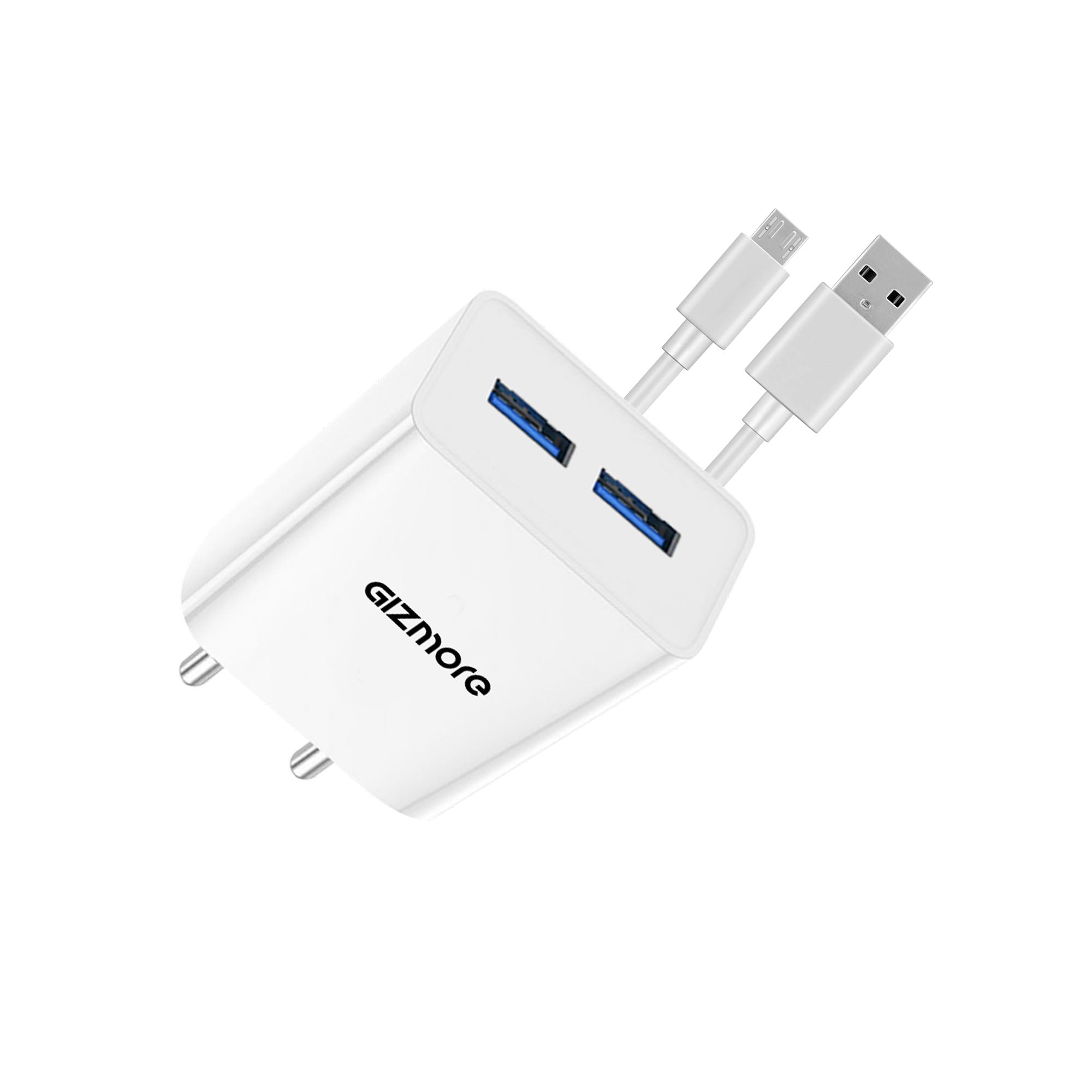 GIZMORE PA604M PRO 5V/2.4A Fast Charging Adapter with Inbuilt Micro USB cable