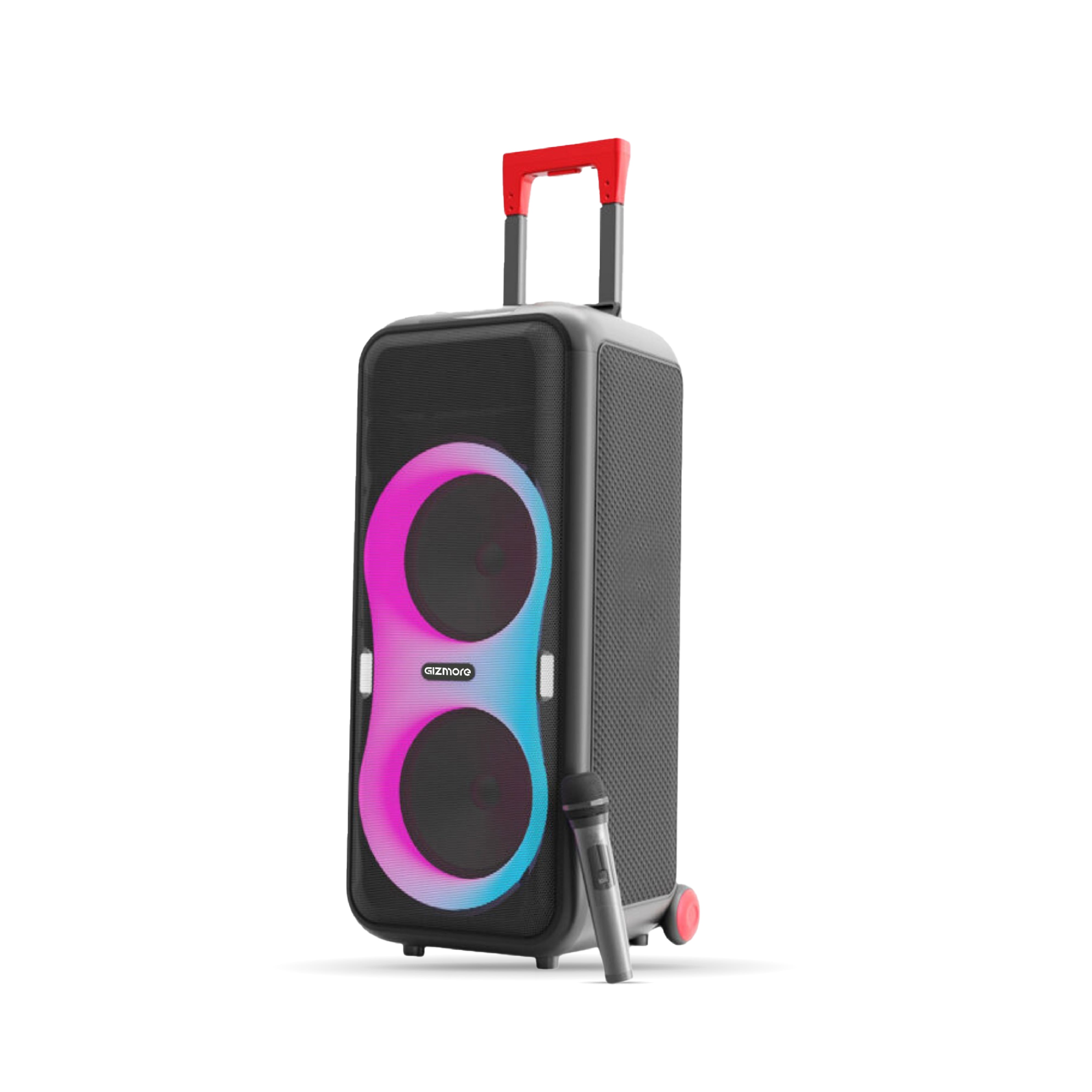 Gizmore T220 Pro 220W RMS Thunder DJ Party Speaker | Wireless Mic | RGB Lights | Smart EQ | 3H Playtime | AUX/BT/USB/TF | Wired Mic Support | 8inchx2 big woofer