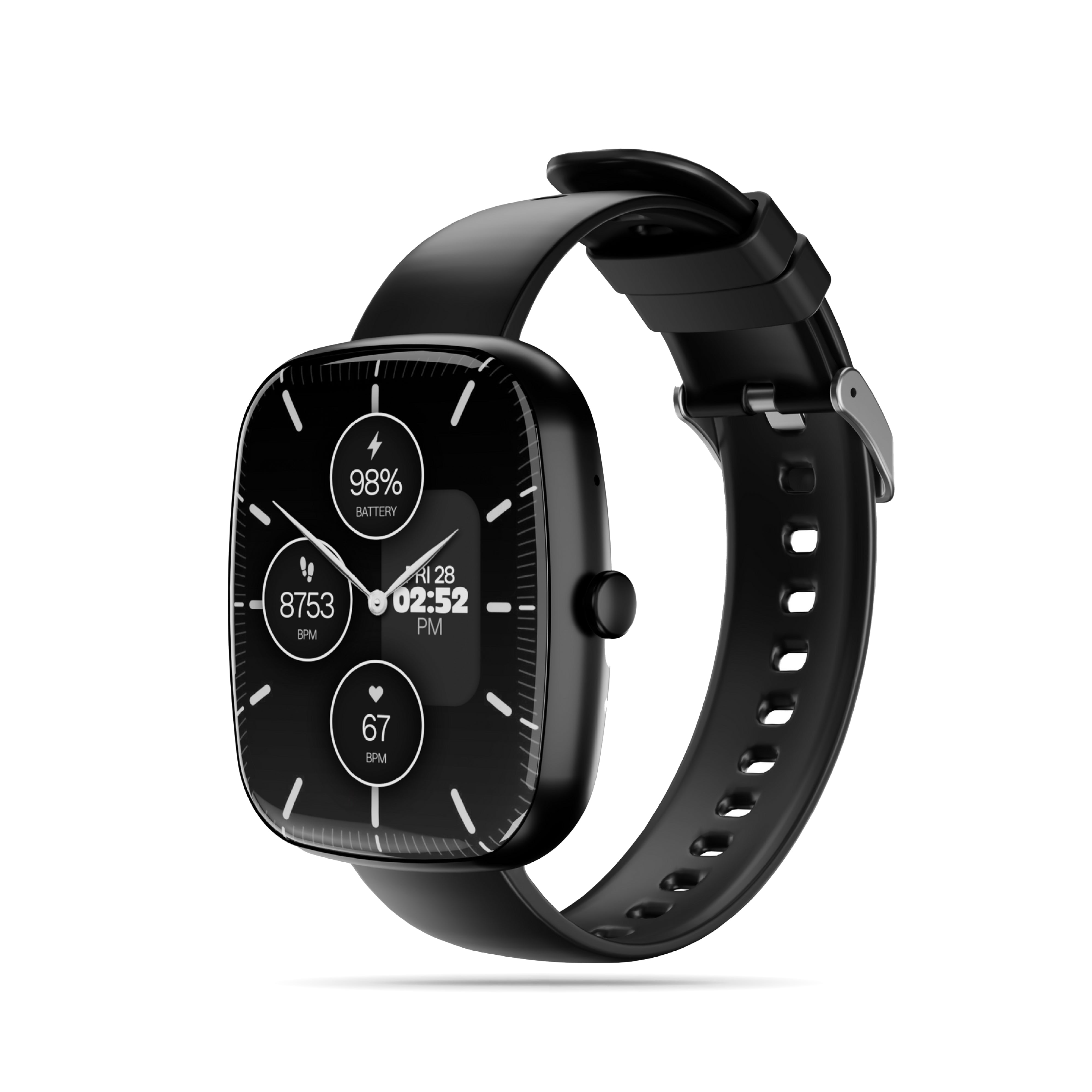 GIZFIT 942 CurveX Smartwatch with 4.64 cm Large Display, Hindi Language Support, Multi Sports Modes, Customizable Watch Faces, Zinc Alloy Body, Voice Assistant | Beige & Black