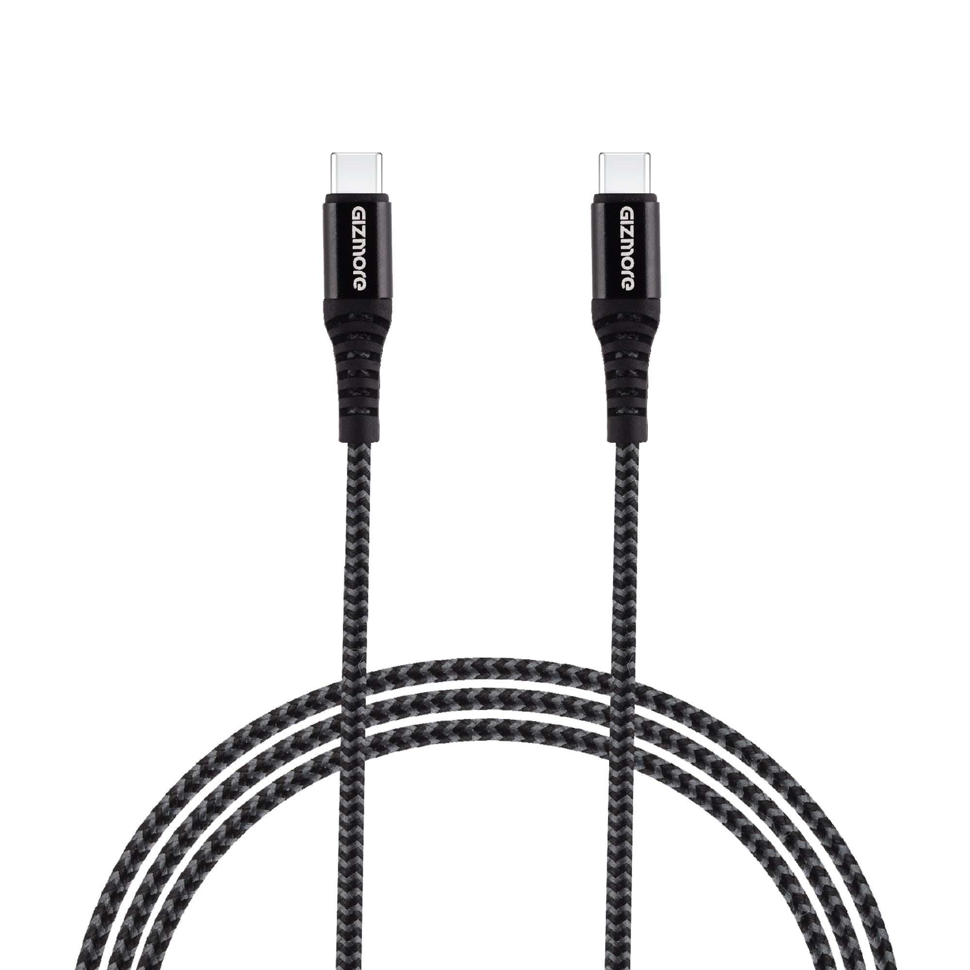 GIZMORE WCC101 Type-C to Type-C Ultra-Fast Charging Cable – 1.2 Meter, 480Mbps Data Transfer, Tangle-Free Braided Wire, 30000+ Bend Lifespan, Metal Connector, Laptop Charging Support, Stable Charging, Universal Compatibility