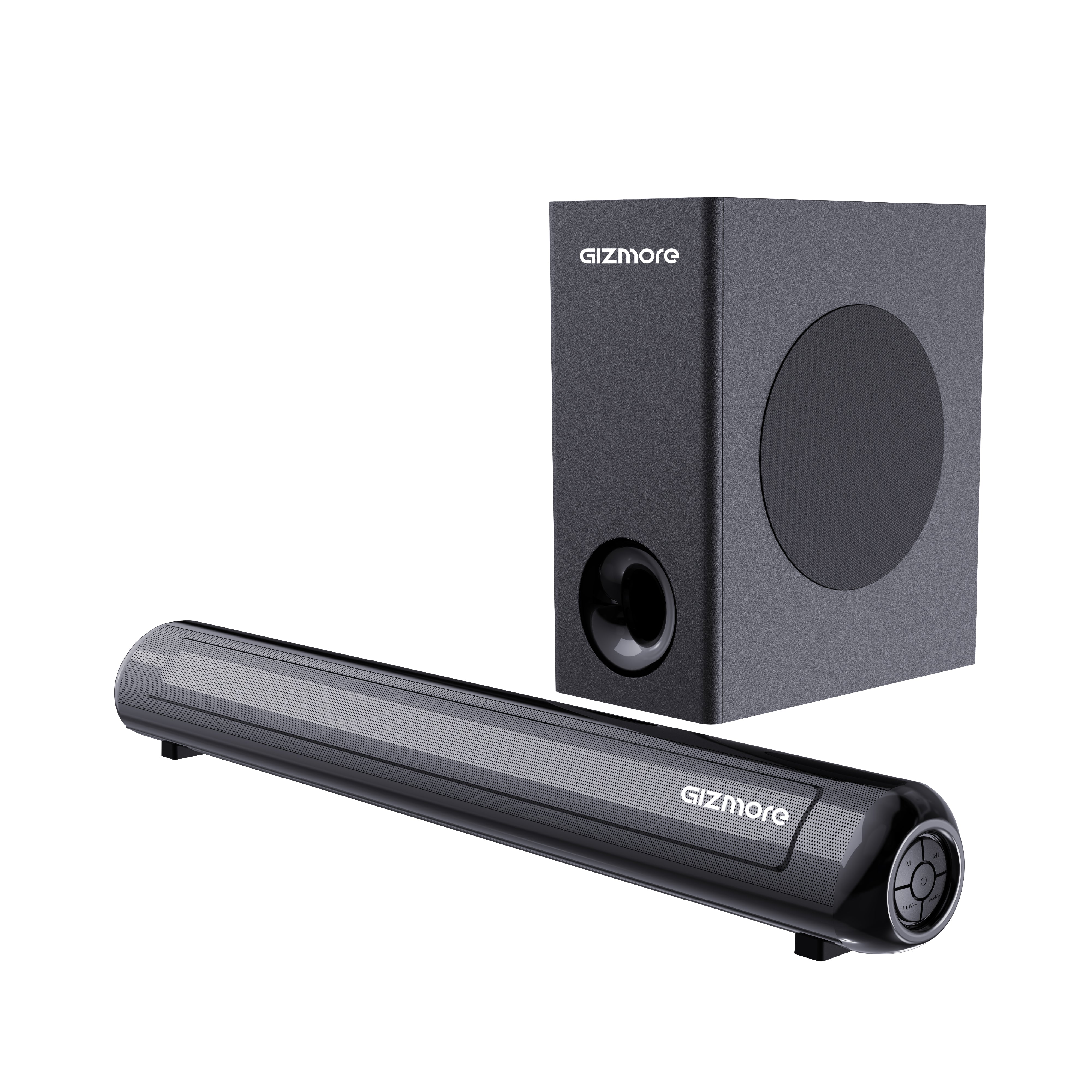 GIZBAR 100 – 2.1 Channel Soundbar with 100W Powerful Output | Multiple connectivity- HDMI ARC, AUX, USB, Optical | Remote Control | Multiple EQ Modes (Music, Movies, News, 3D) |Theater experience at home.