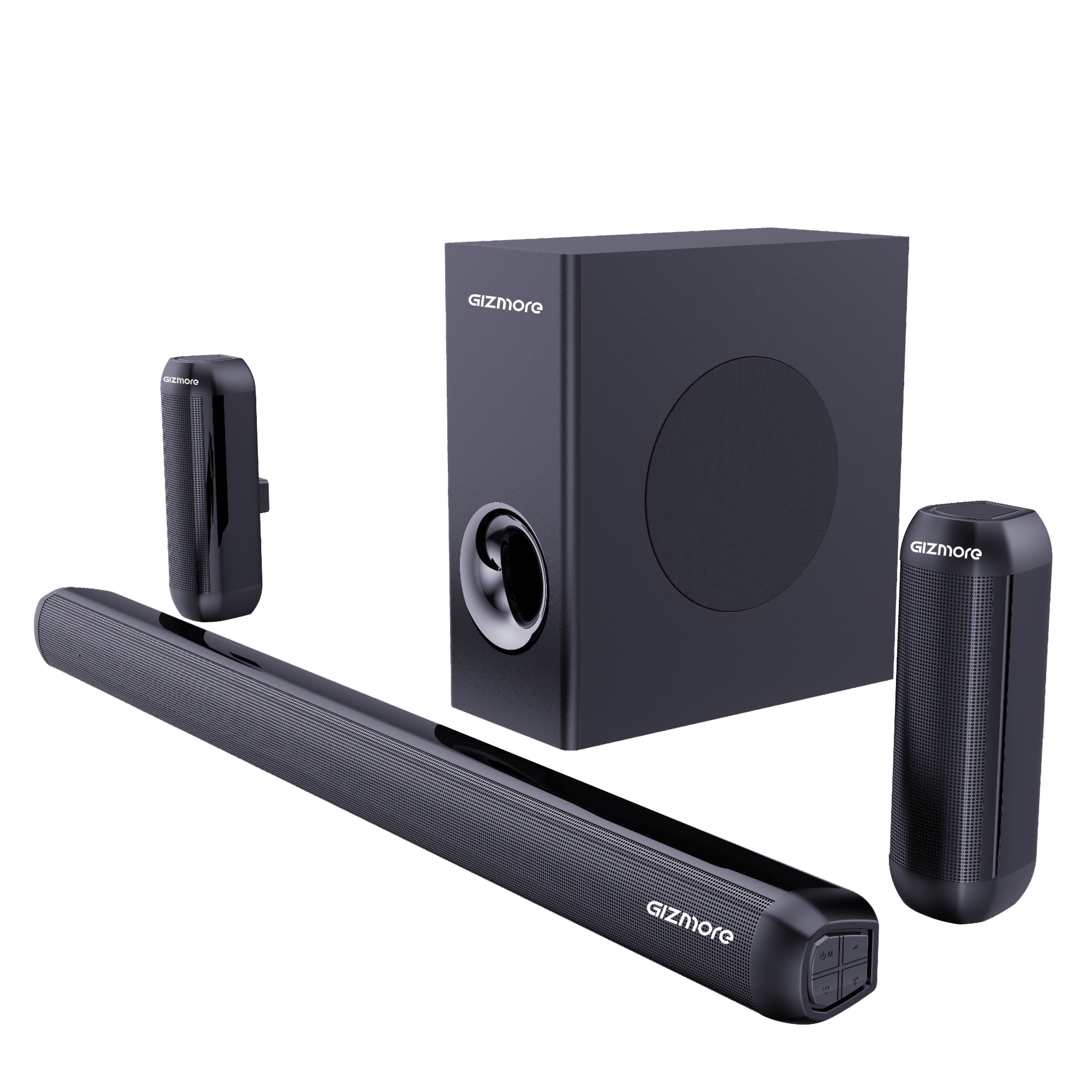 GIZBAR 320 Wired 5.1 Channel Soundbar with Subwoofer, 320W Audio Output, HDMI ARC, Optical, USB & AUX Connectivity, Multiple EQ Modes (Movie, Music, 3D, Sports)