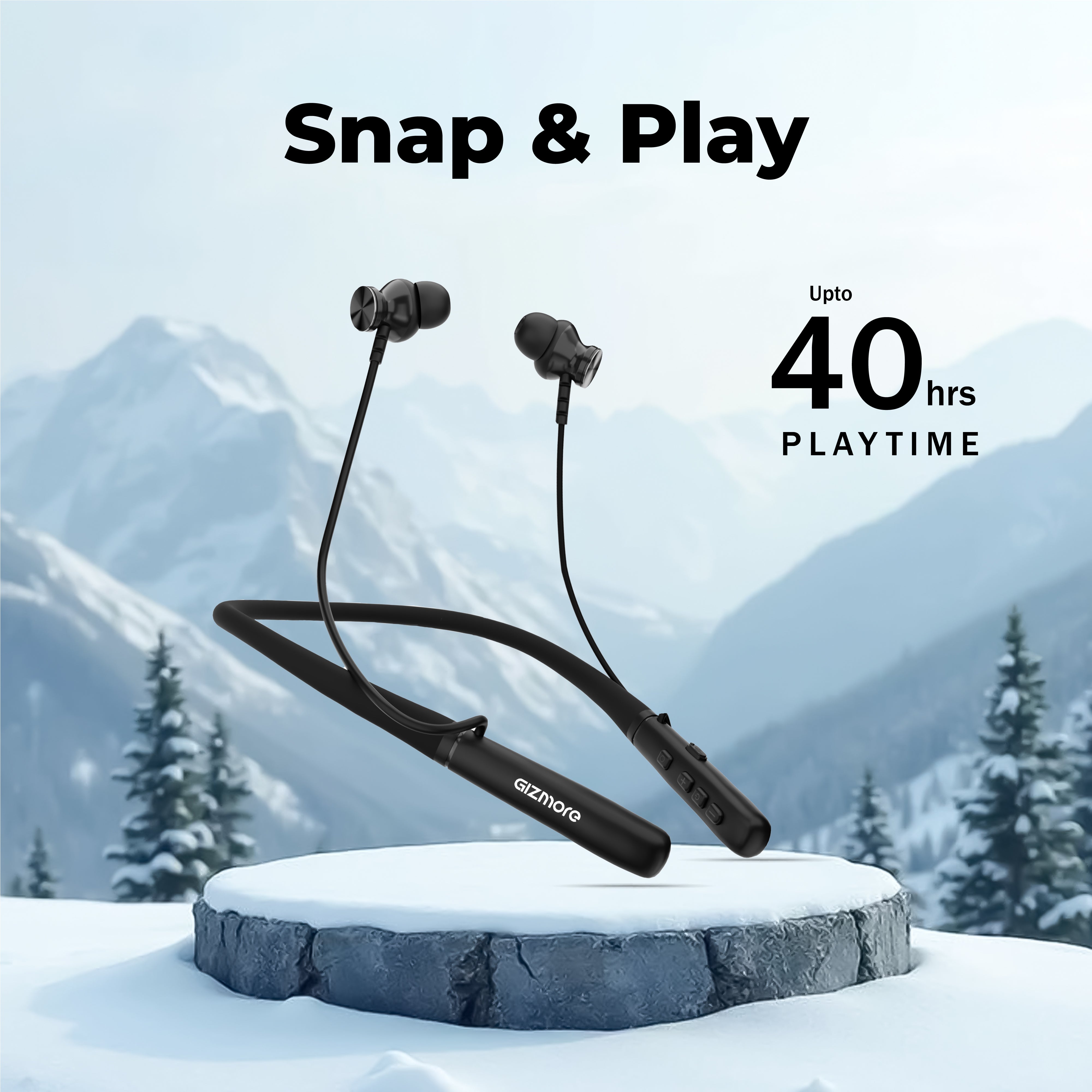 GIZMORE MN231 Silk Wireless Neckband | Magnetic Snap On/Off | USB Type-C Charging | Soft Silicone Neckband | Dedicated Function Keys | Water-Resistant Design | Bluetooth Earphones
