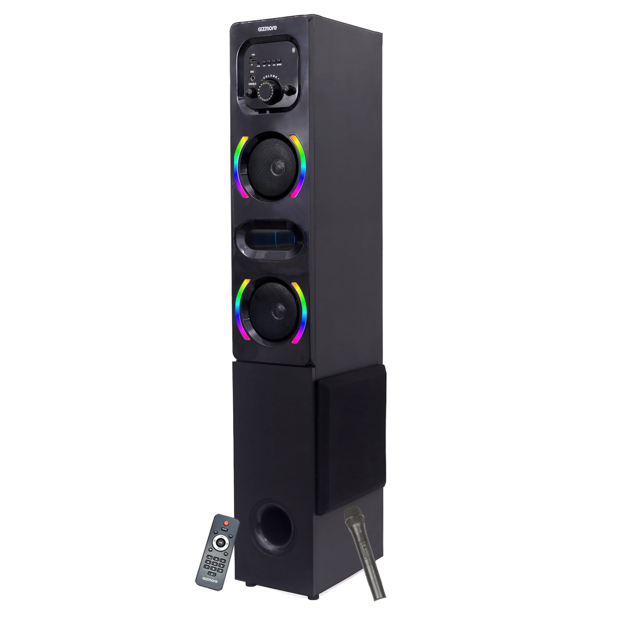 GIZMORE ST9000 100W DJ Tower Speaker | Digital LED Display & RGB Lights | Wireless MIC | Volume & Bass Control | Karaoke and Party Speaker with Multiple Connectivity