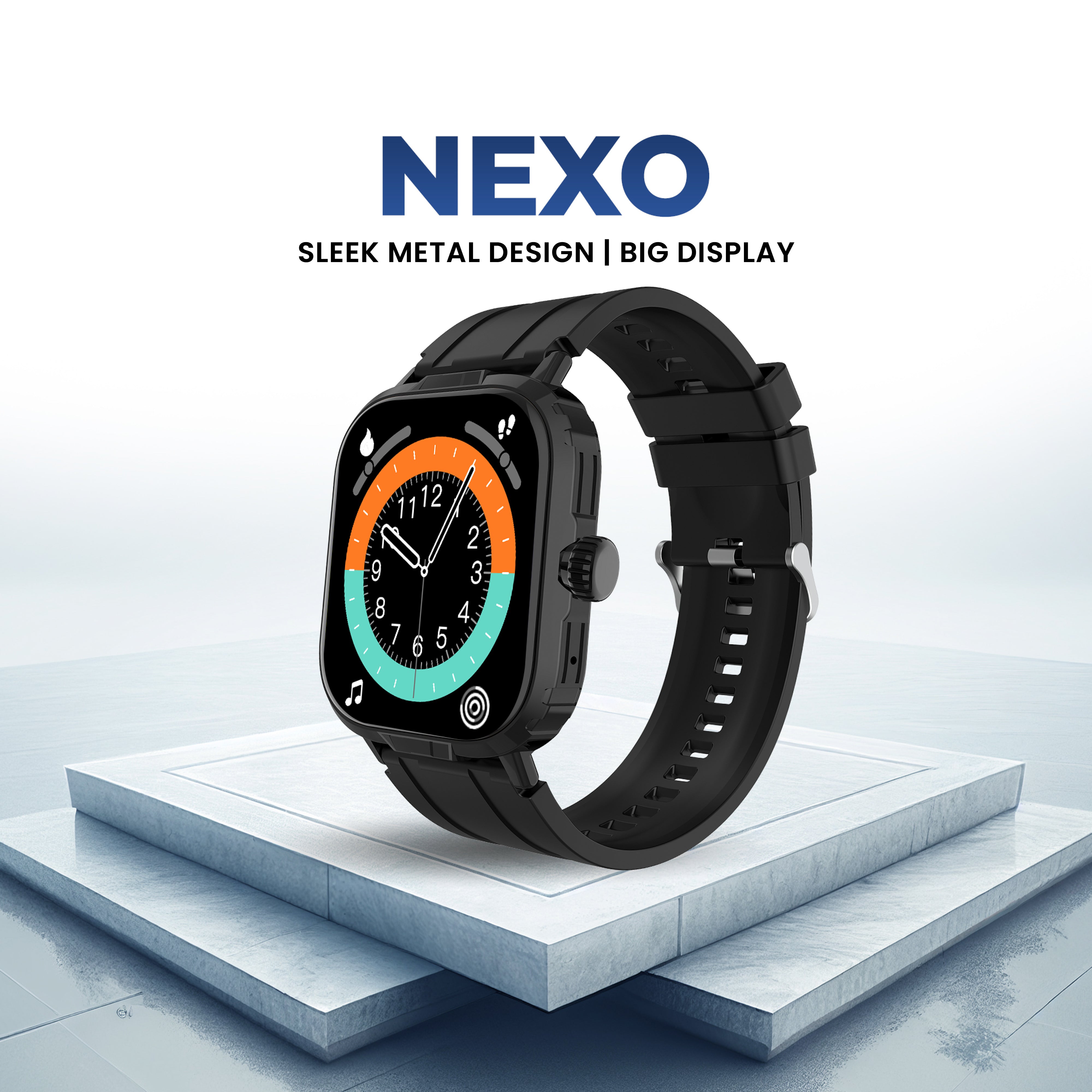 GIZFIT 982 NEXO  Smartwatch – 2.01” Display | Rotating Crown | Hindi Language Support | Voice Assistant | Up to 7 Days Battery Life