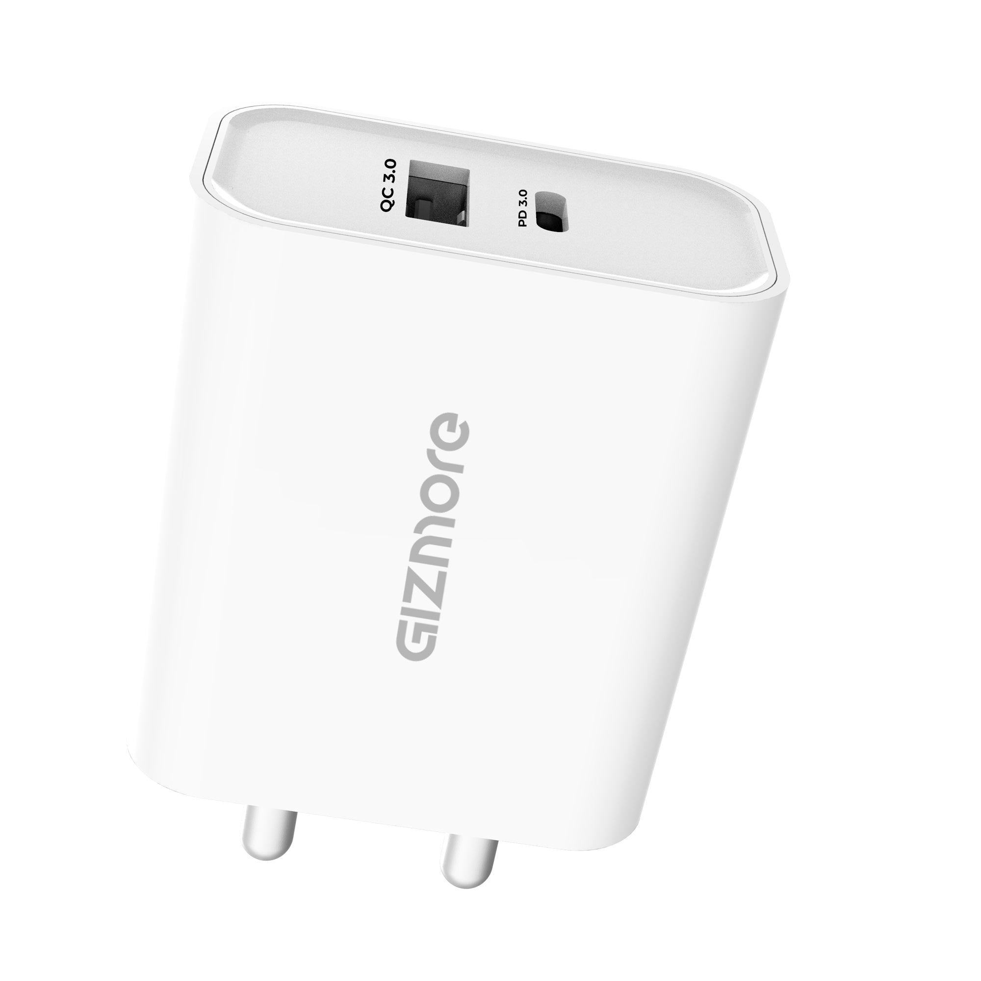 Gizmore 25 W Quick Charge 3 A Mobile PA611 Super Fast QCPD With Type C Port (BIS Certified, Universal Compatible) Charger (White)