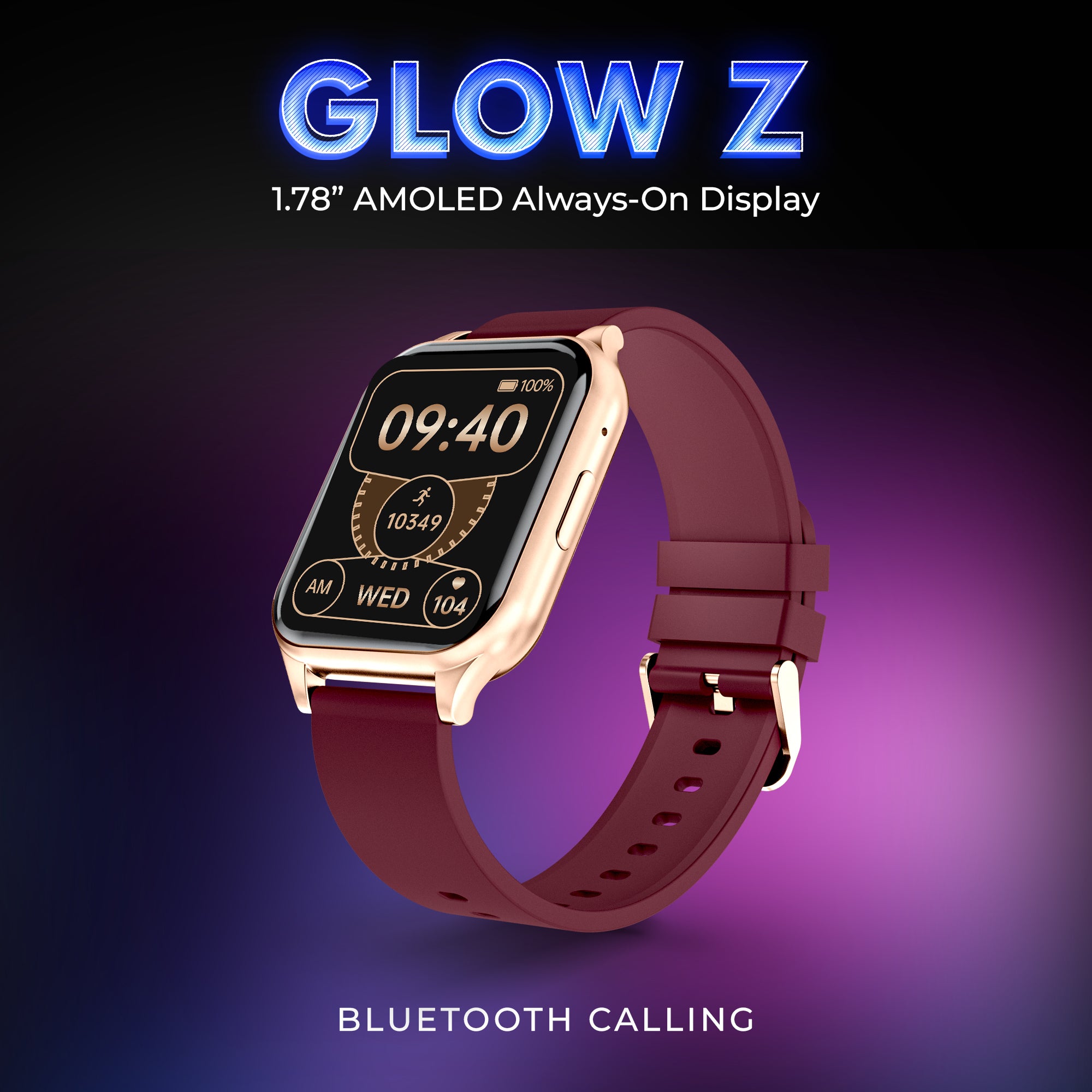 GIZMORE Glow Z 1.78 inch (4.52 cm) AMOLED Always-On Display BT Calling Smartwatch