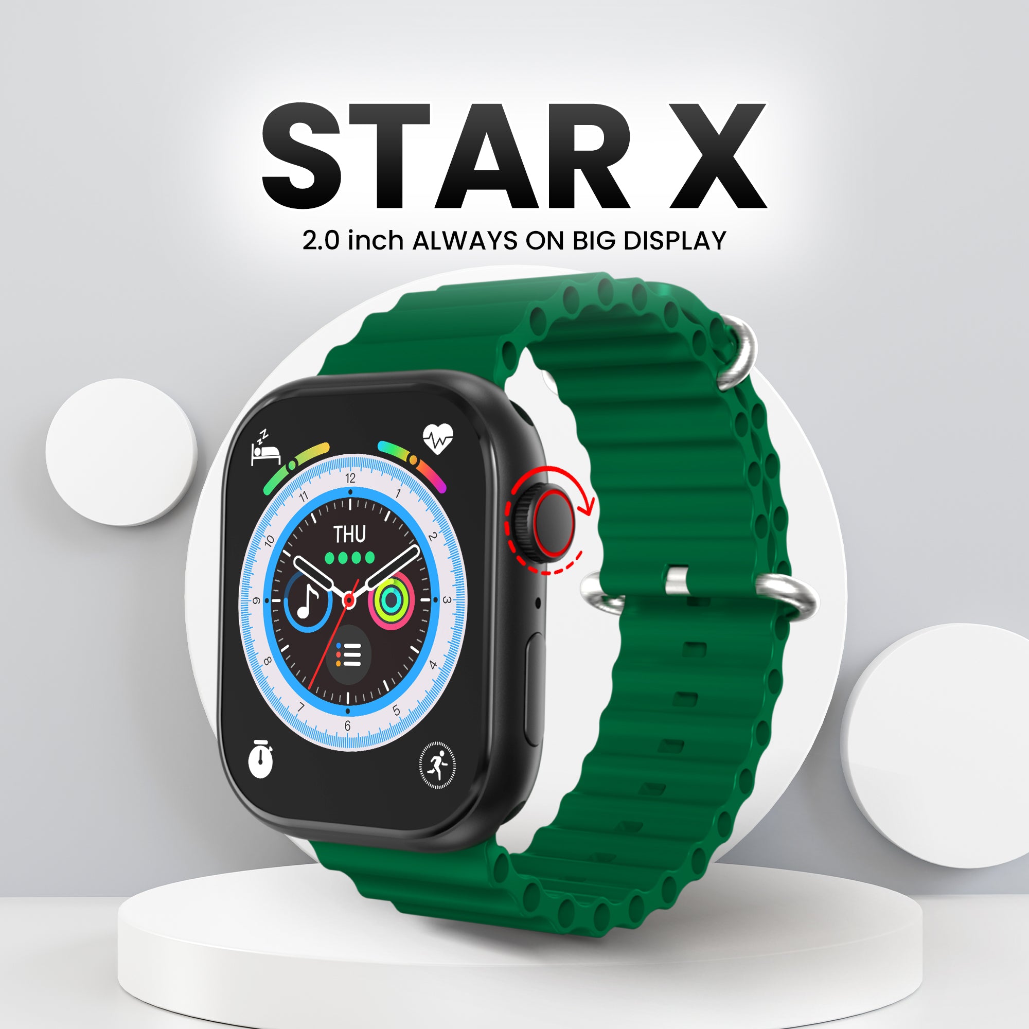 GIZMORE STARX 2.0 inch (5.8cm) AOD Edge to Edge HD Display BT Calling Smartwatch