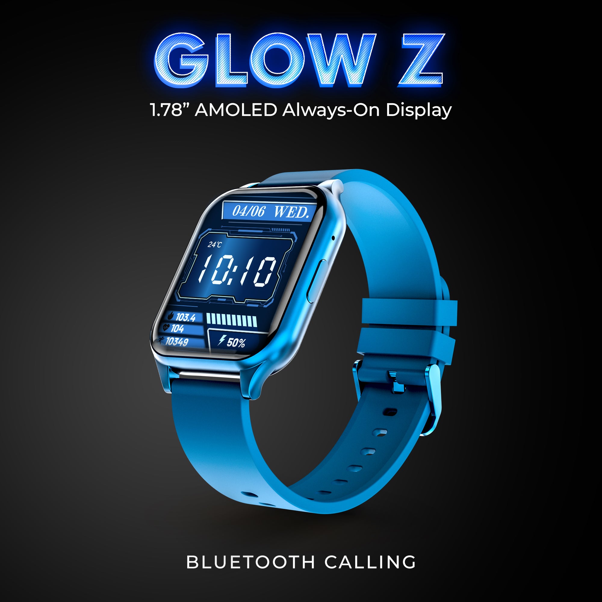 GIZMORE Glow Z 1.78 inch (4.52 cm) AMOLED Always-On Display BT Calling Smartwatch