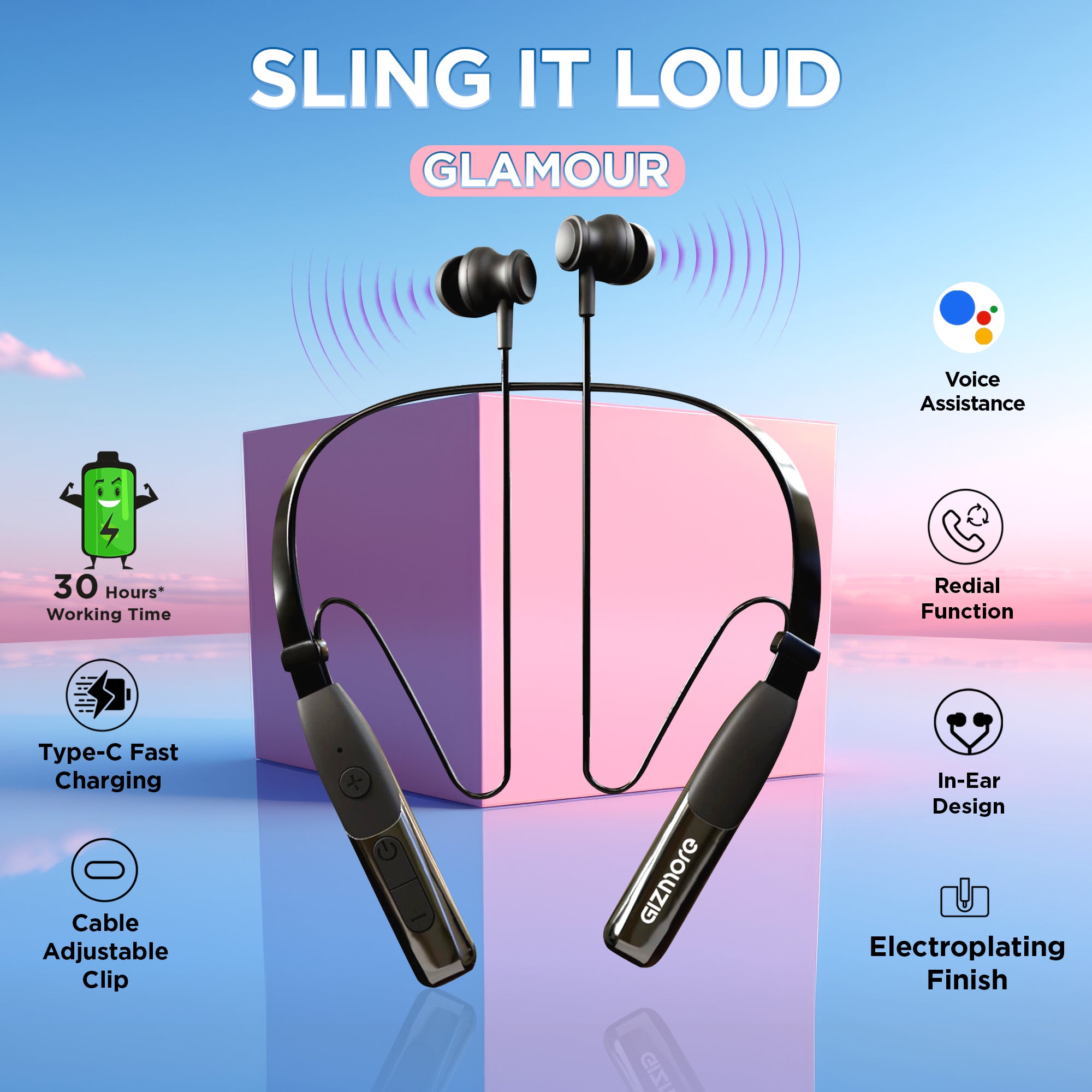 GIZMORE MN218Glamour Bluetooth 5.3 in Ear Neckband