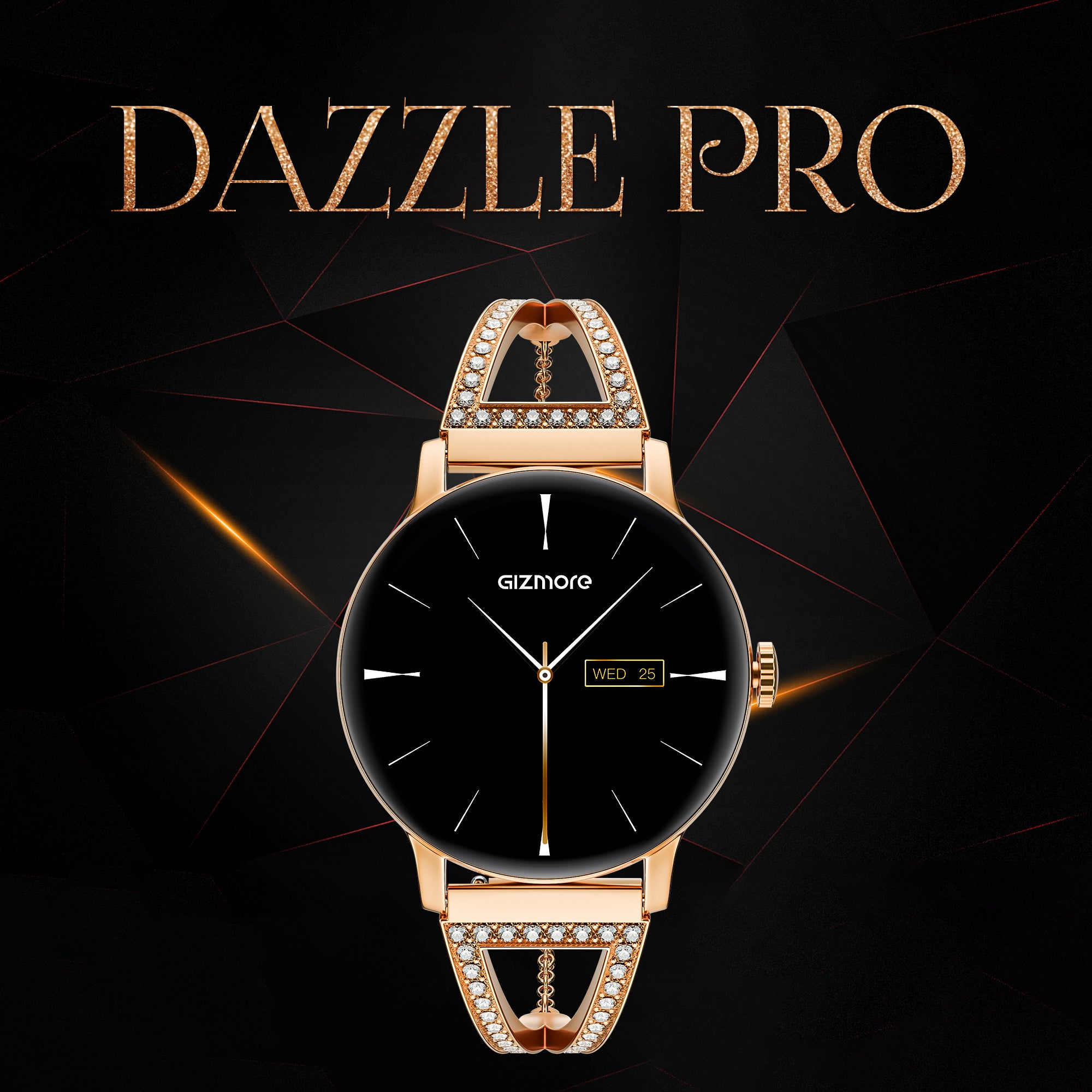 GIZMORE DAZZLE Pro 1.19 Inch AMOLED Always-On Curved Display BT Calling Smartwatch (Rose Gold)