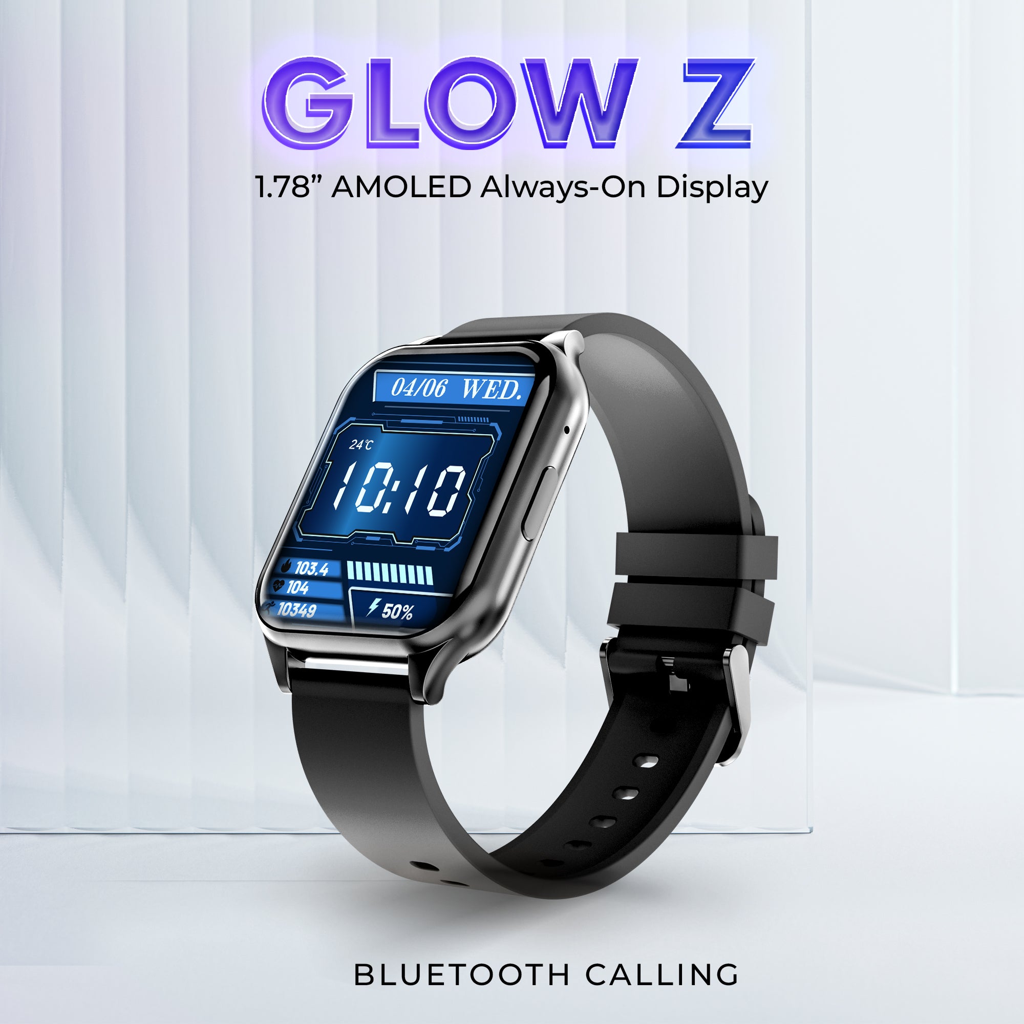 GIZMORE Glow Z 1.78 inch (4.52 cm) AMOLED Always-On Display BT Calling Smartwatch