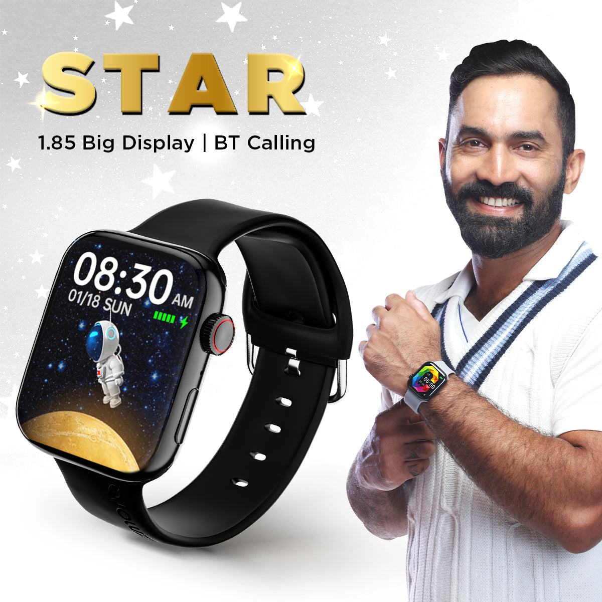 GIZMORE Star 1.85 inch (4.69 cm) IPS Large Display with Rotating Crown Controls| AI Voice Assistant | Bluetooth Calling Smartwatch