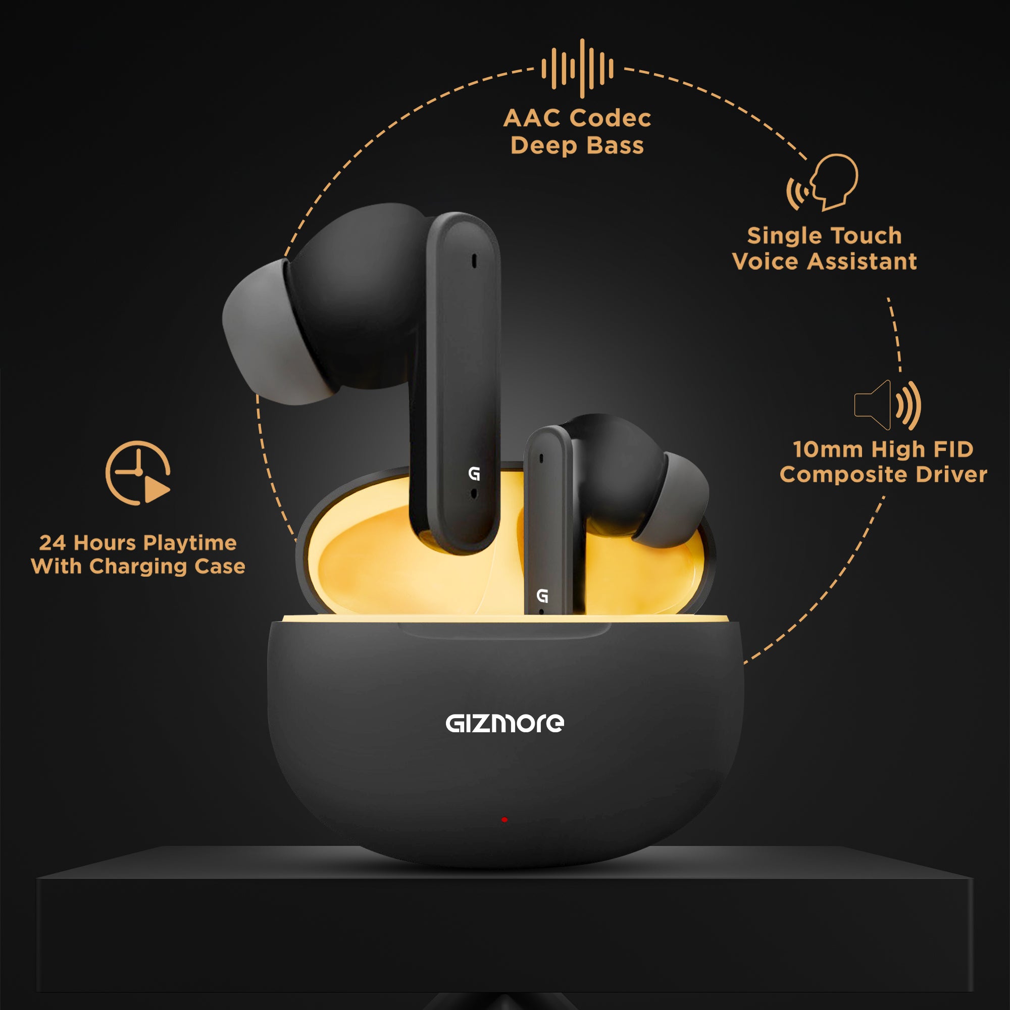 GIZMORE GIZPOD 865 In-Ear TWS with Up to 24Hrs Playtime