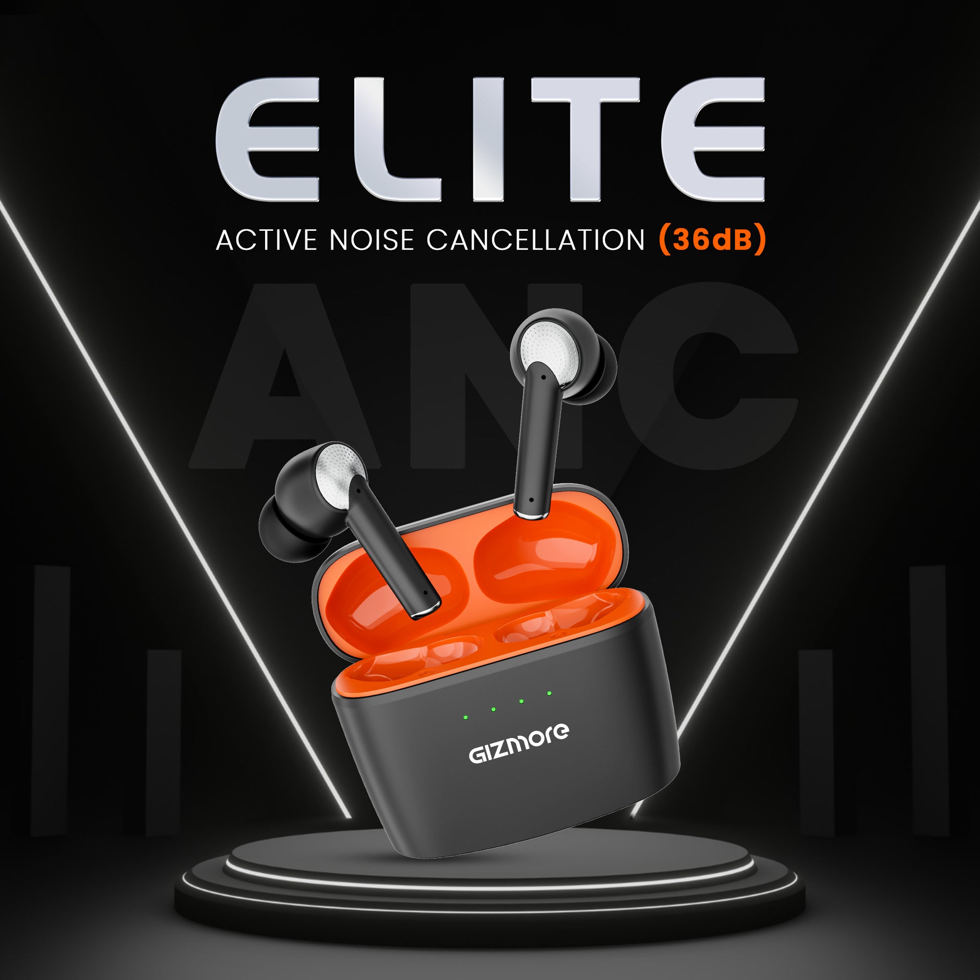 GIZMORE ELITE 852 ANC with 36dB Type-C Fast Charging TWS