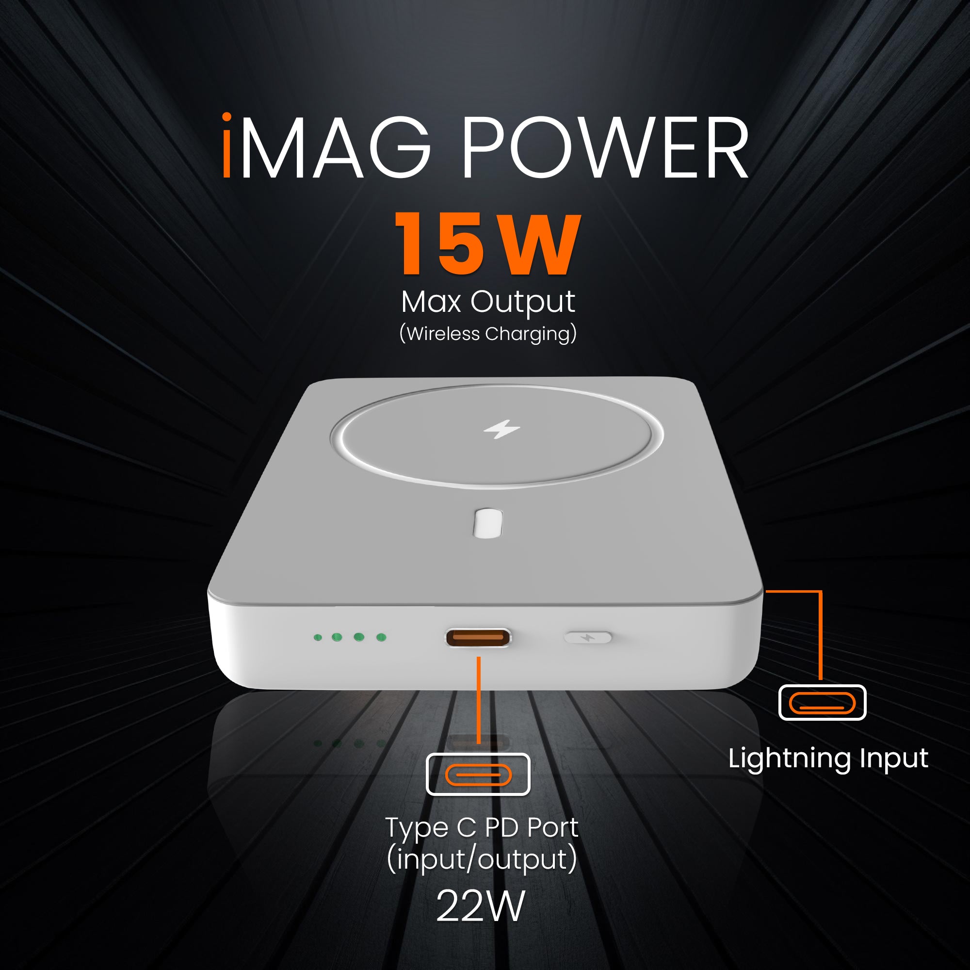 GIZMORE iMAG 10000mAh 15W Strong Magnetic Wireless Charging Power Bank