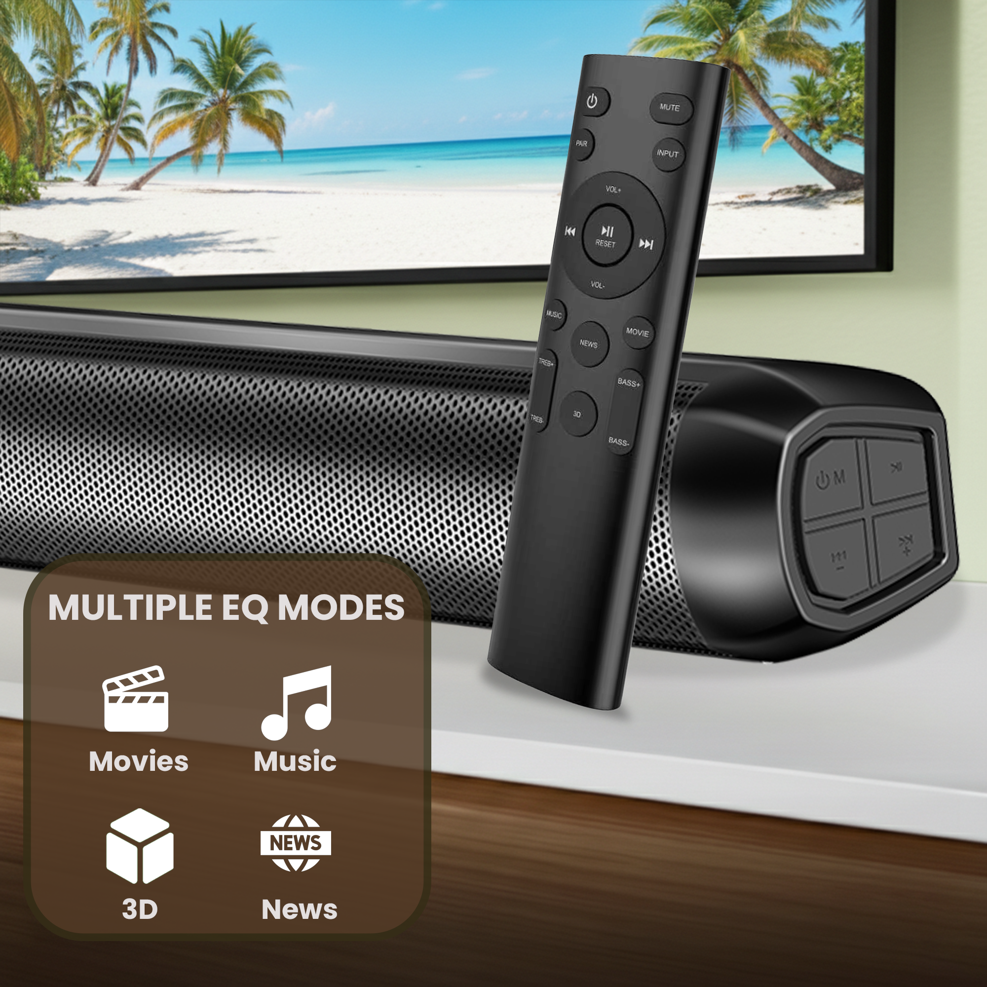 GIZBAR 160 – 2.1 Channel Soundbar with 160W Powerful Output | Multiple connectivity- HDMI ARC, AUX, USB, Optical | Remote Control | Multiple EQ Modes (Music, Movies, News, 3D) |360 degree surround sound |Theater experience at home.