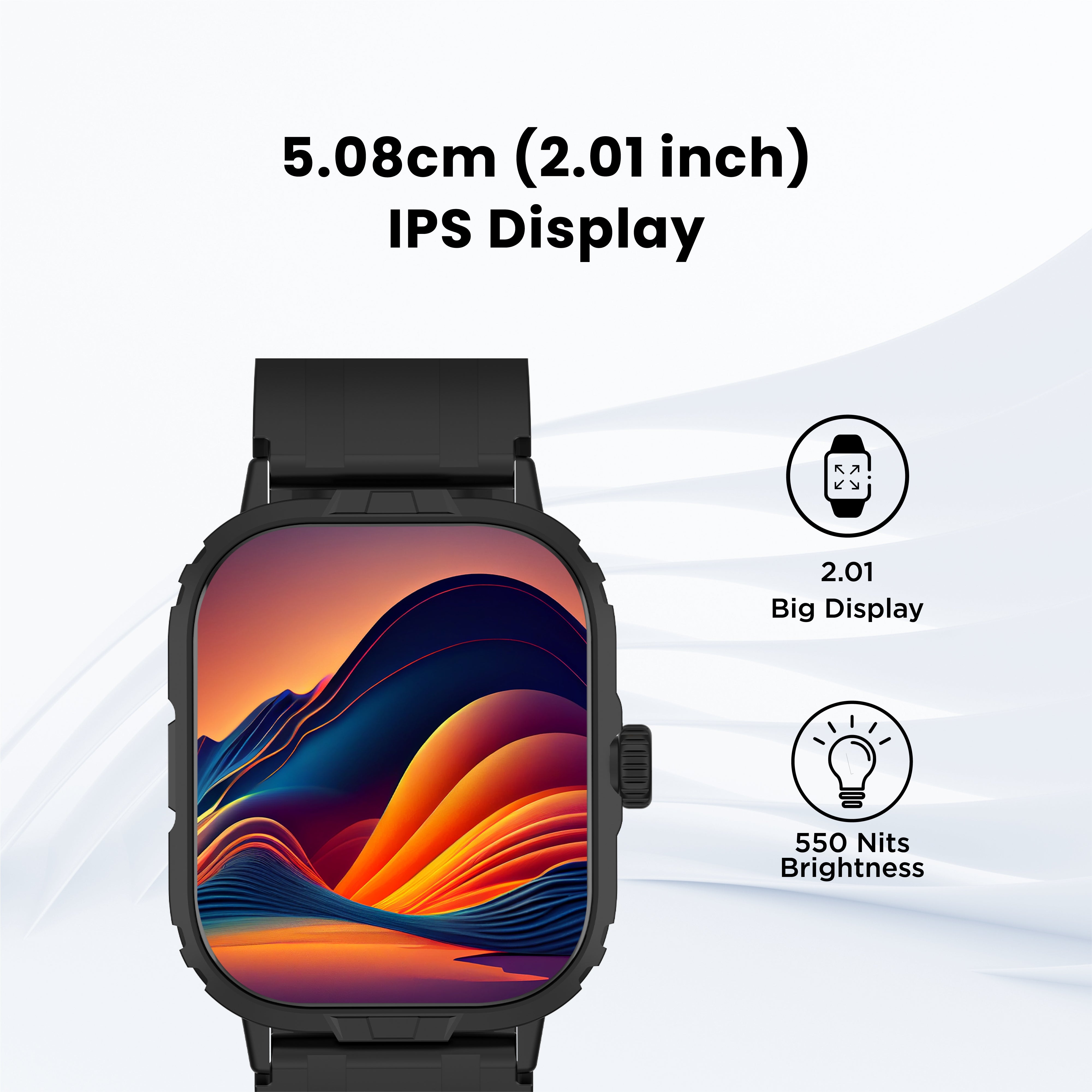 GIZFIT 982 NEXO  Smartwatch – 2.01” Display | Rotating Crown | Hindi Language Support | Voice Assistant | Up to 7 Days Battery Life