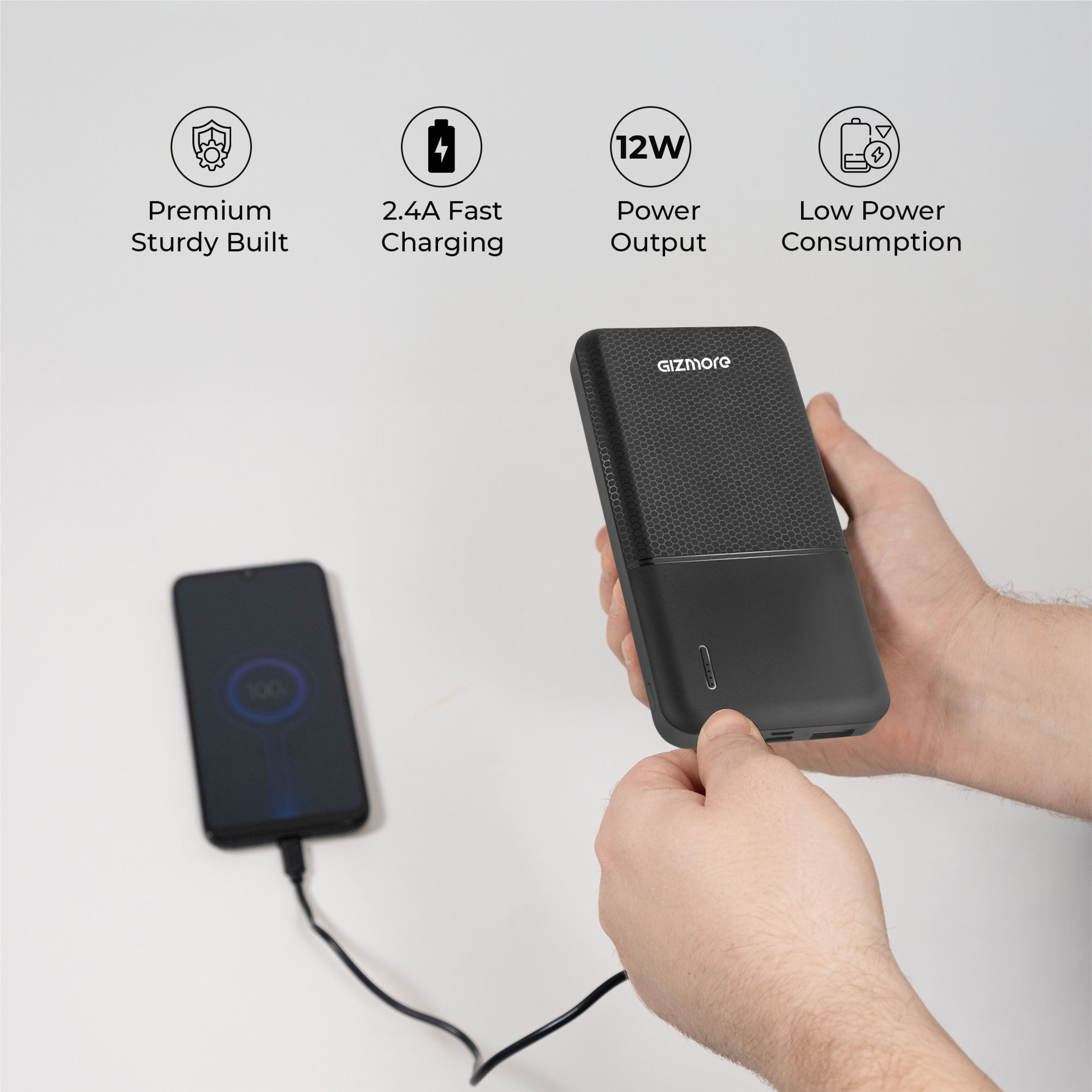 GIZMORE PB10K18 10000mAh 12W Fast Charging Power Bank