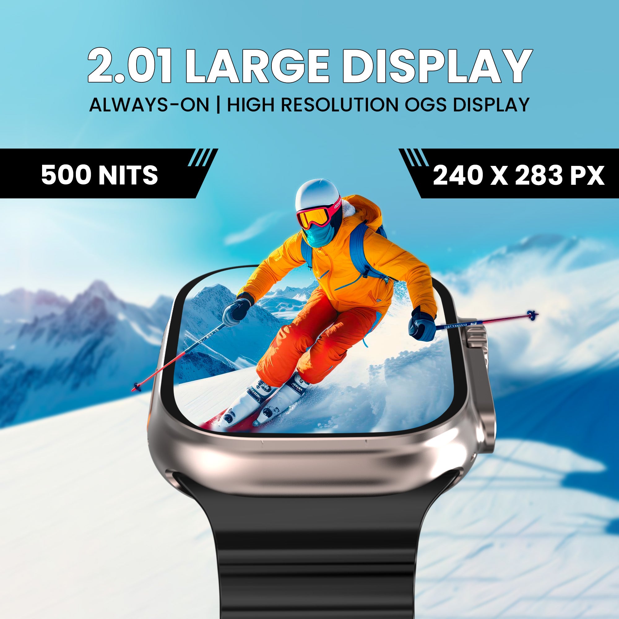 Gizmore CRAZE 2.01inch (5.1cm) Always-On Edge to Edge Display BT Calling Smartwatch