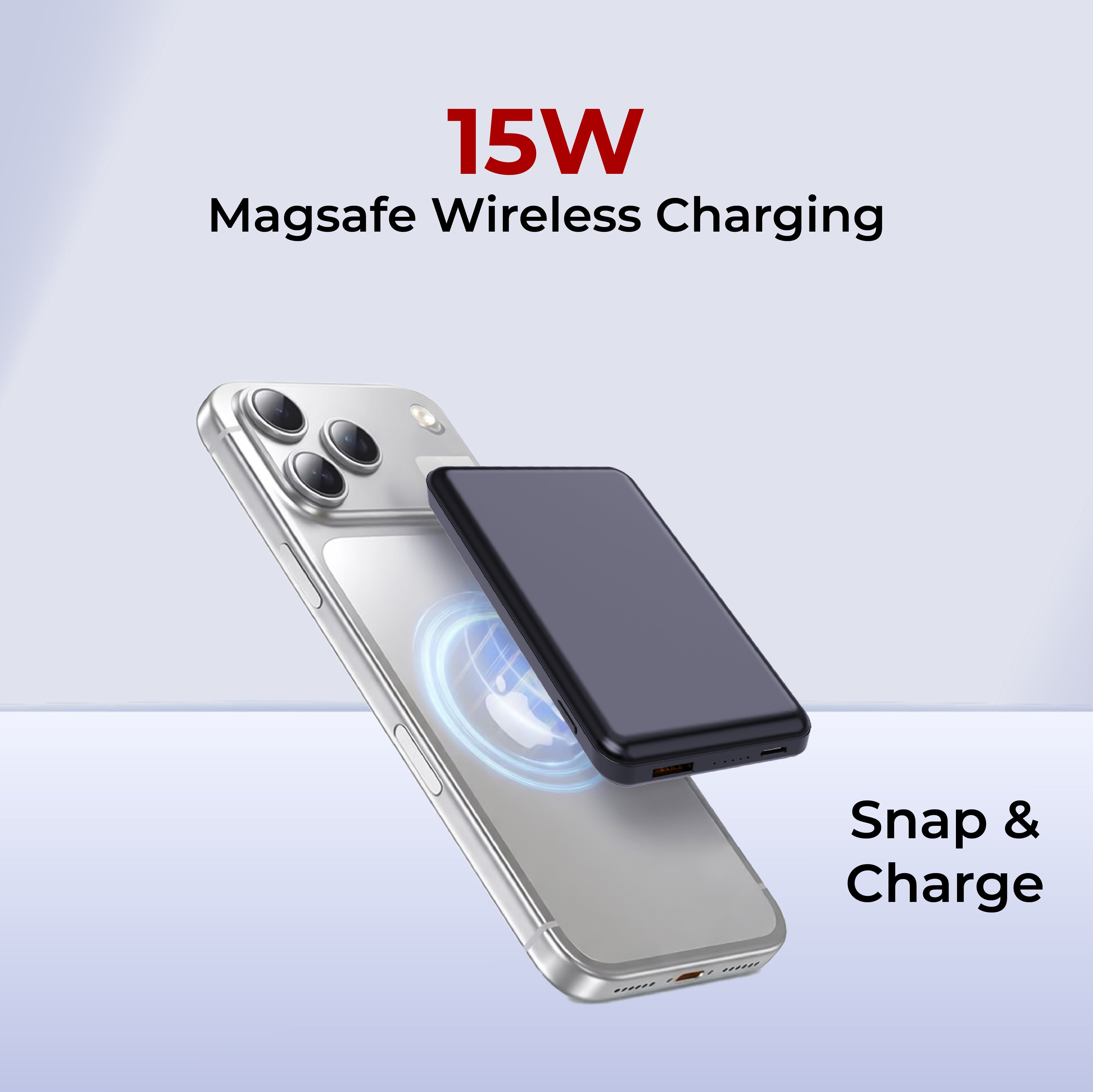 GIZ PD10K43, 10000mAh Wireless MagSafe Power Bank, 15W Fast Wireless Charging, 22.5W Type-C Output, Slim Portable Design, with LED Indicators