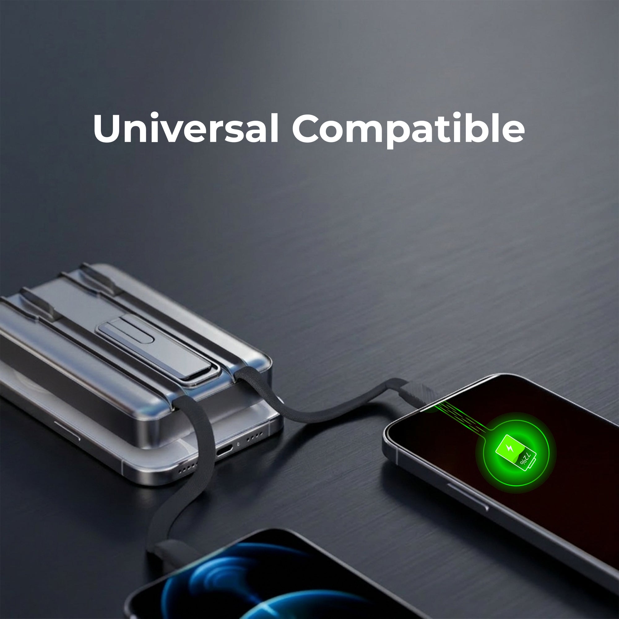 GIZMORE PD10K44 imagvolt 10000mAh Magnetic Power Bank with Built-in USB-C & Lightning Cables, Foldable Mobile Stand, Metallic Finish, Fast Charging Portable Power bank