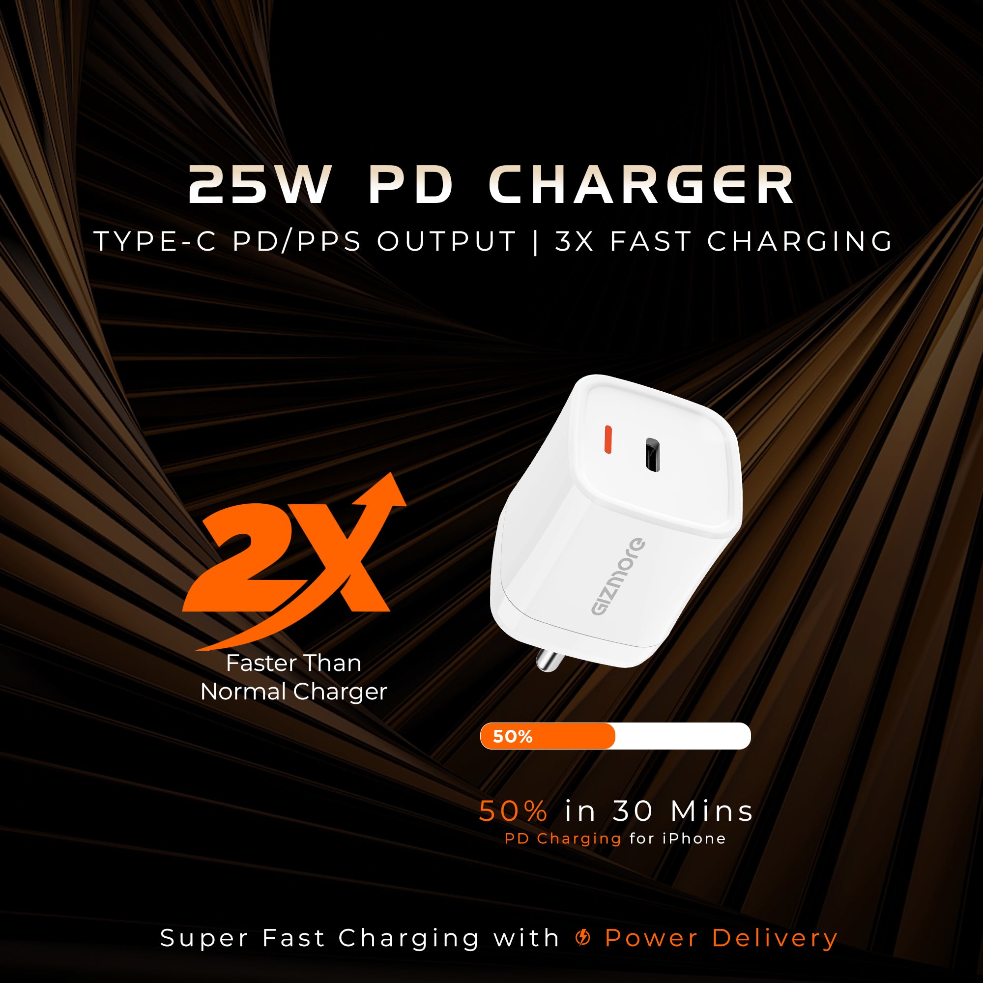 GIZMORE PA625 25W PD/PPS Type-C Super-Fast Charger Adapter