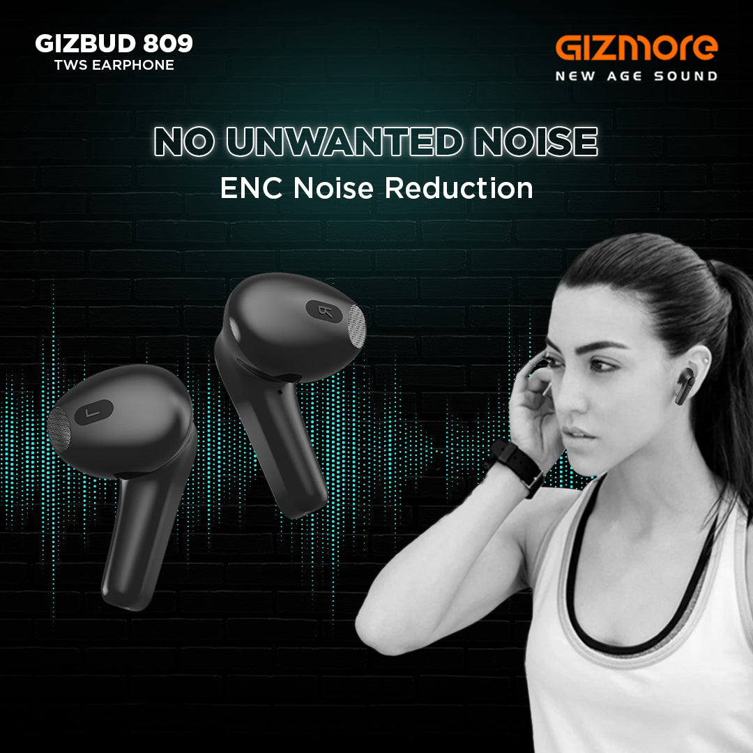 GIZMORE TWS 809 Bluetooth 5.0 in-Ear Wireless Earbuds with Noise Isolation, HD Stereo Sound, IPX4 Water Resistance, 24 Hrs Playtime, Type-C Charging, Touch Control and Voice Assistance