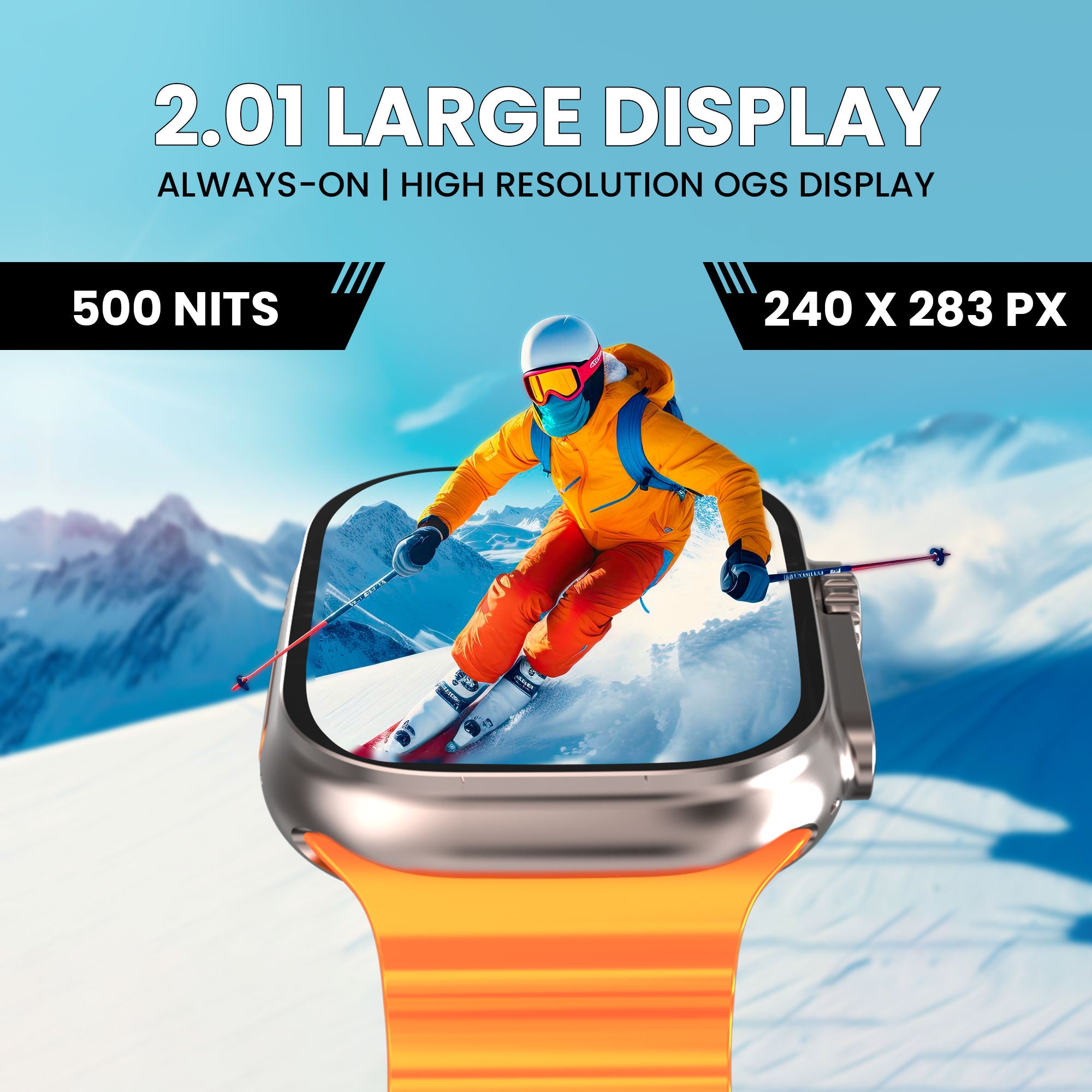 Gizmore CRAZE 2.01inch (5.1cm) Always-On Edge to Edge Display BT Calling Smartwatch