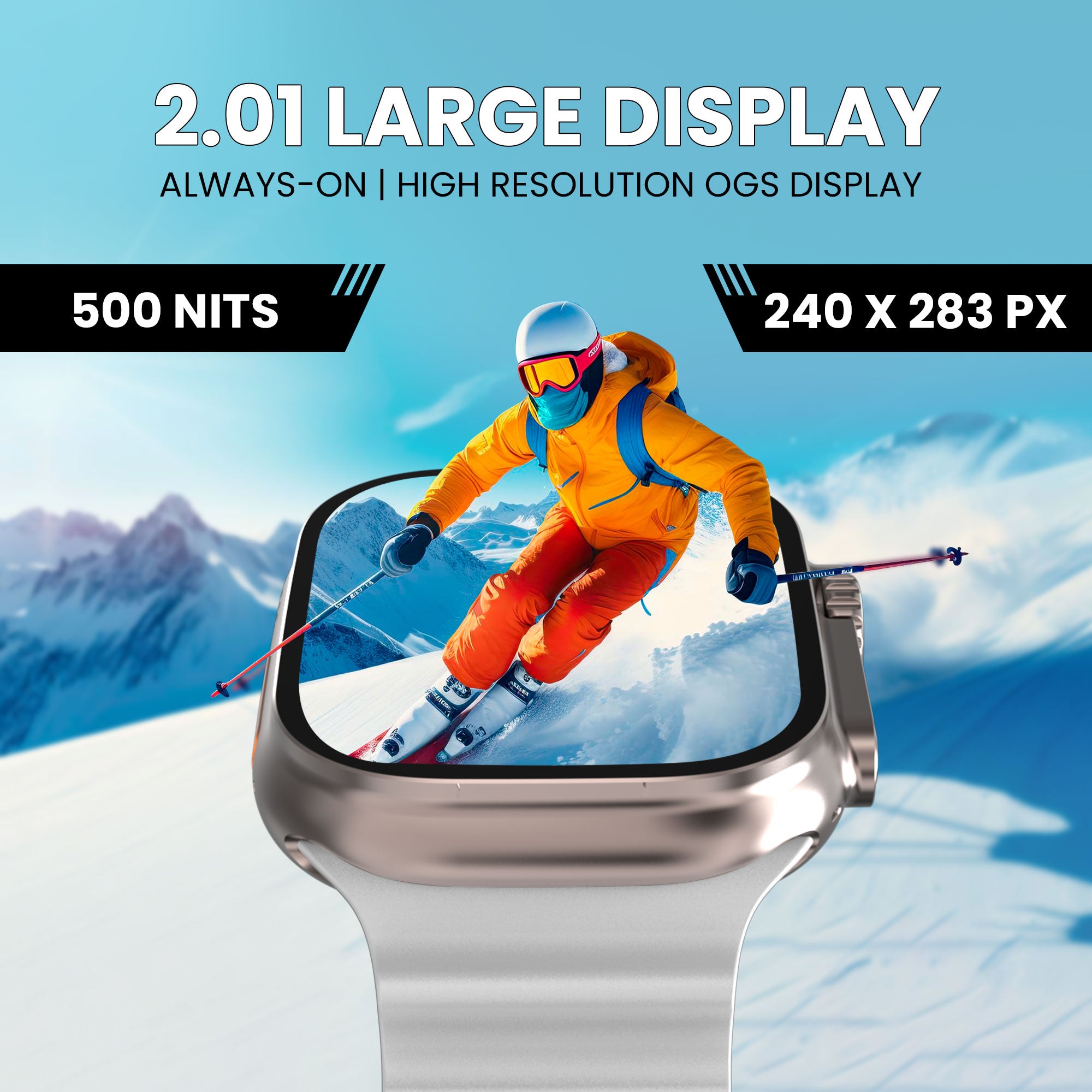 Gizmore CRAZE 2.01inch (5.1cm) Large Display with 240*283 px |500 NITS |AOD| Wireless Charging | AI Voice Assistance |Multi Sports Modes, IP67 | Bluetooth Calling Smart Watch for Men and Women