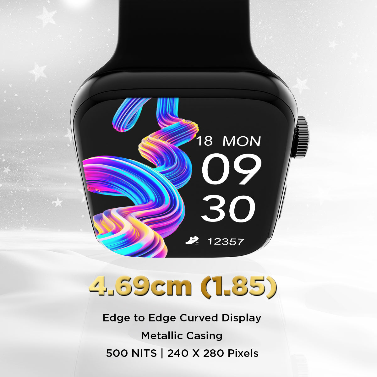 GIZMORE Star 1.85 inch (4.69 cm) IPS Large Display with Rotating Crown Controls| AI Voice Assistant | Bluetooth Calling Smartwatch