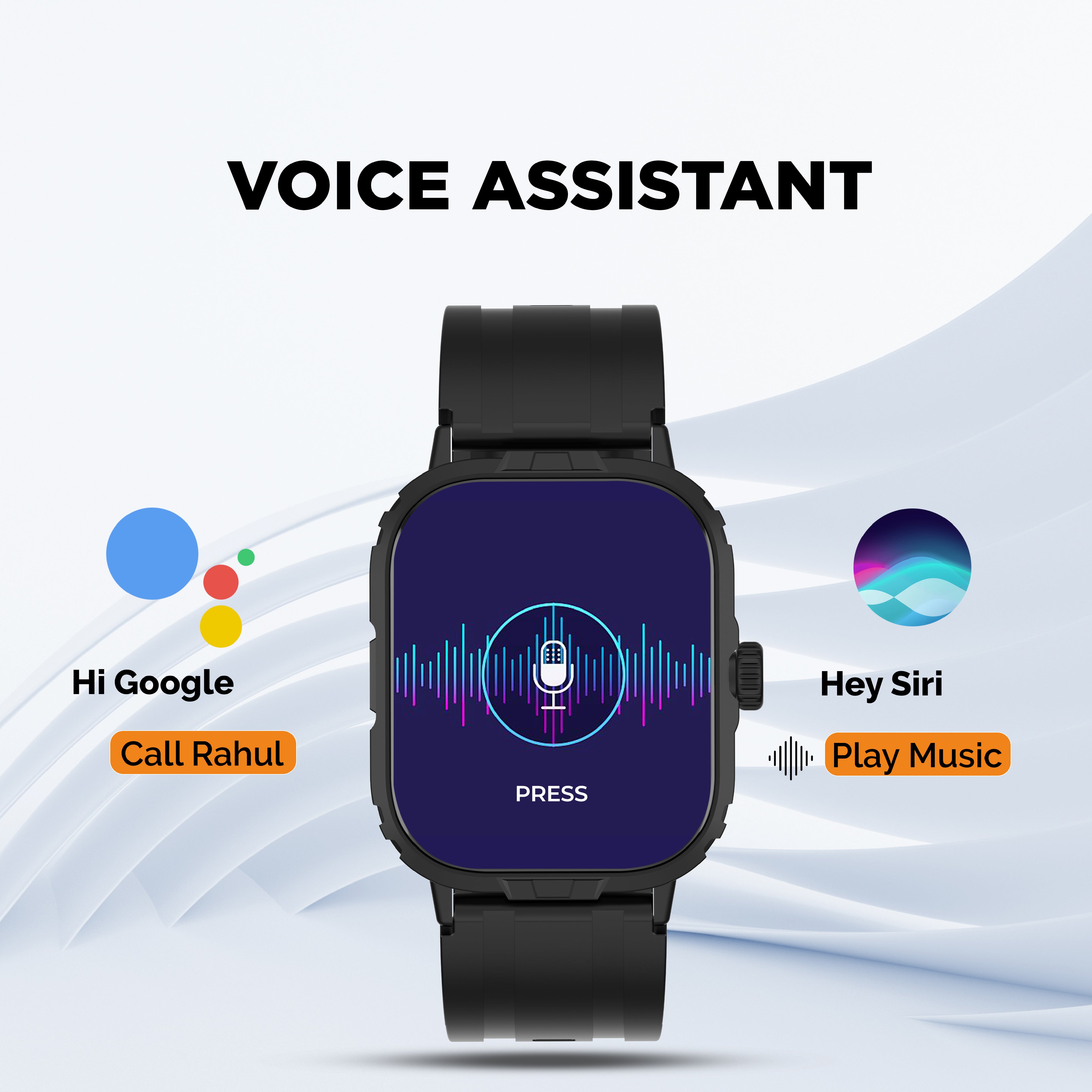 GIZFIT 982 NEXO  Smartwatch – 2.01” Display | Rotating Crown | Hindi Language Support | Voice Assistant | Up to 7 Days Battery Life