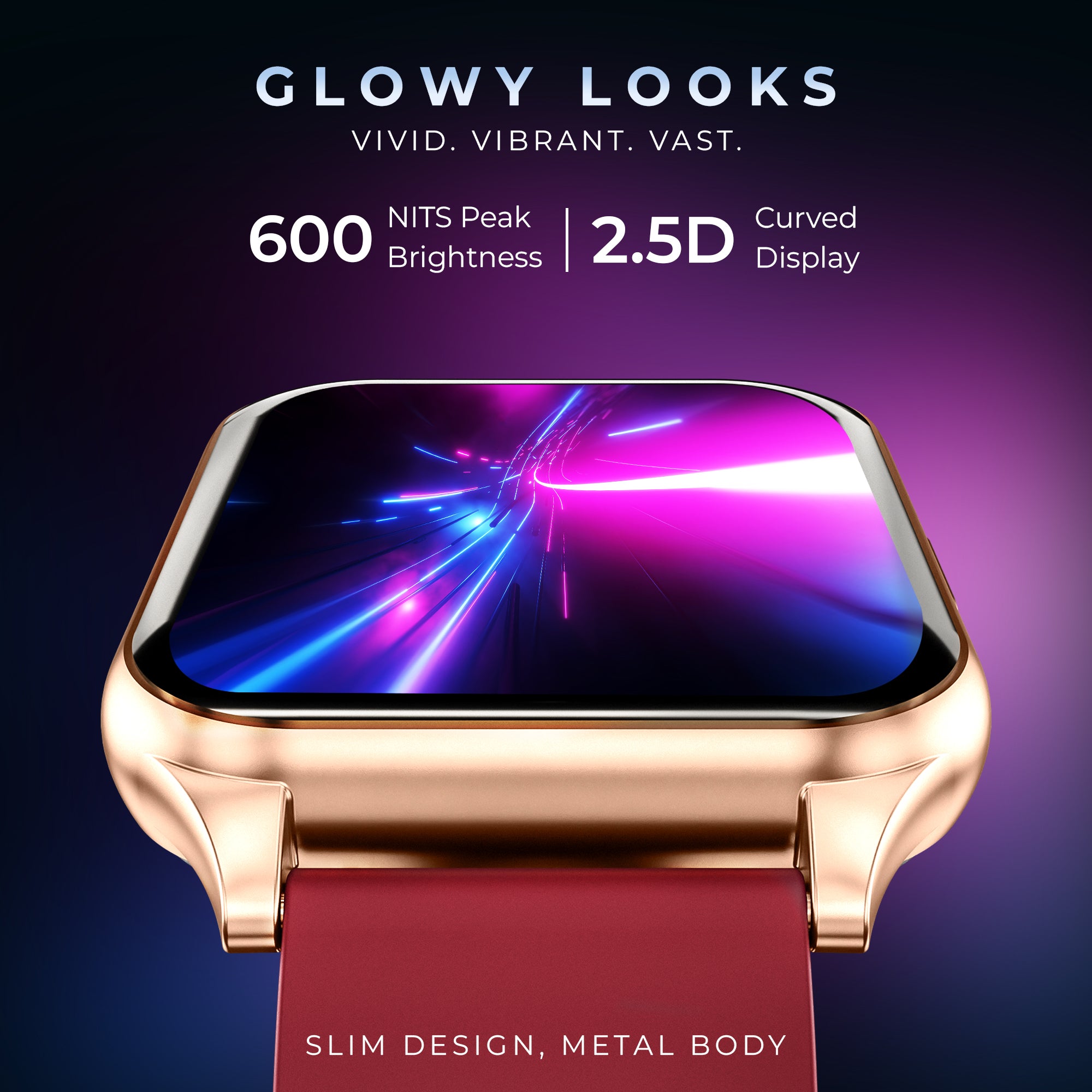 GIZMORE Glow Z 1.78 inch (4.52 cm) AMOLED Always-On Display BT Calling Smartwatch