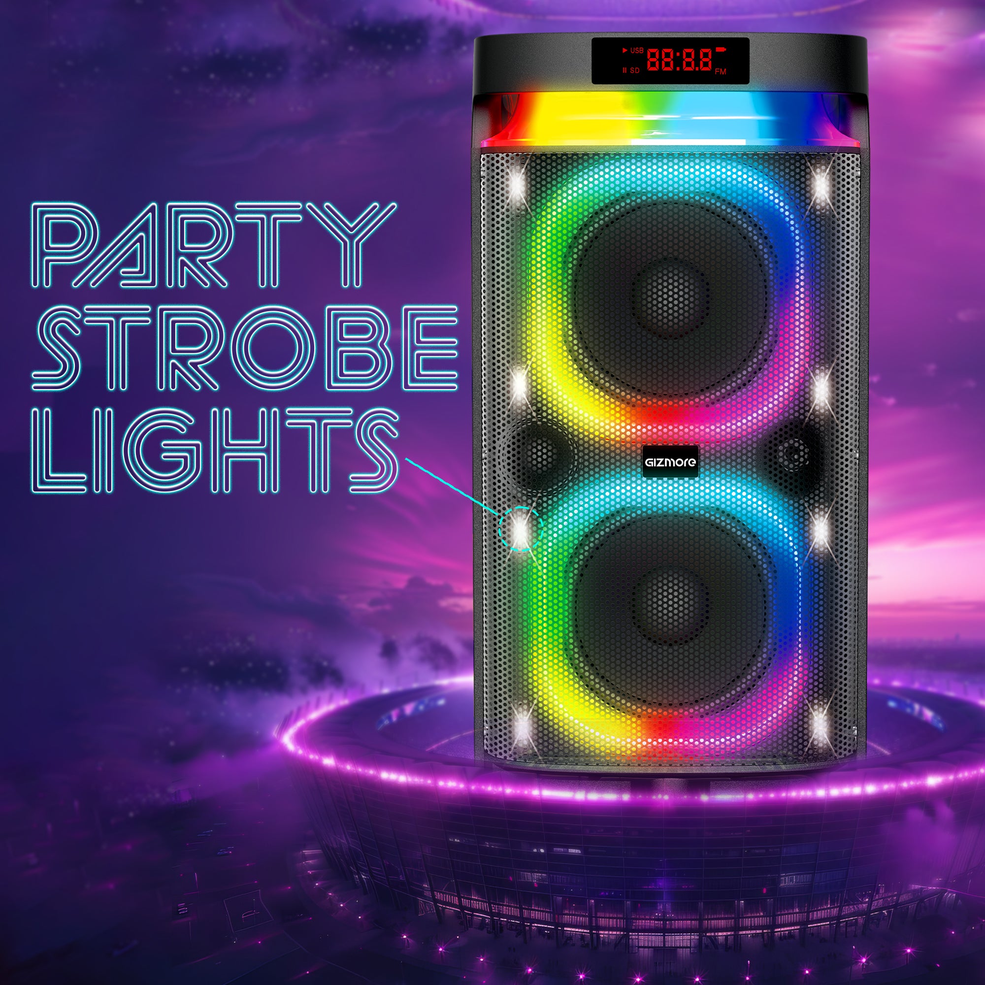 GIZMORE 300W Thunder DJ Trolley Party Speaker