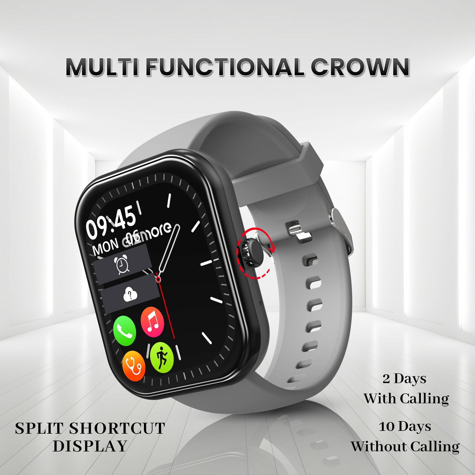 GIZMORE Ultra Max 2.01 inch (5.11 cm) Always-On-HD Display BT Calling Smartwatch