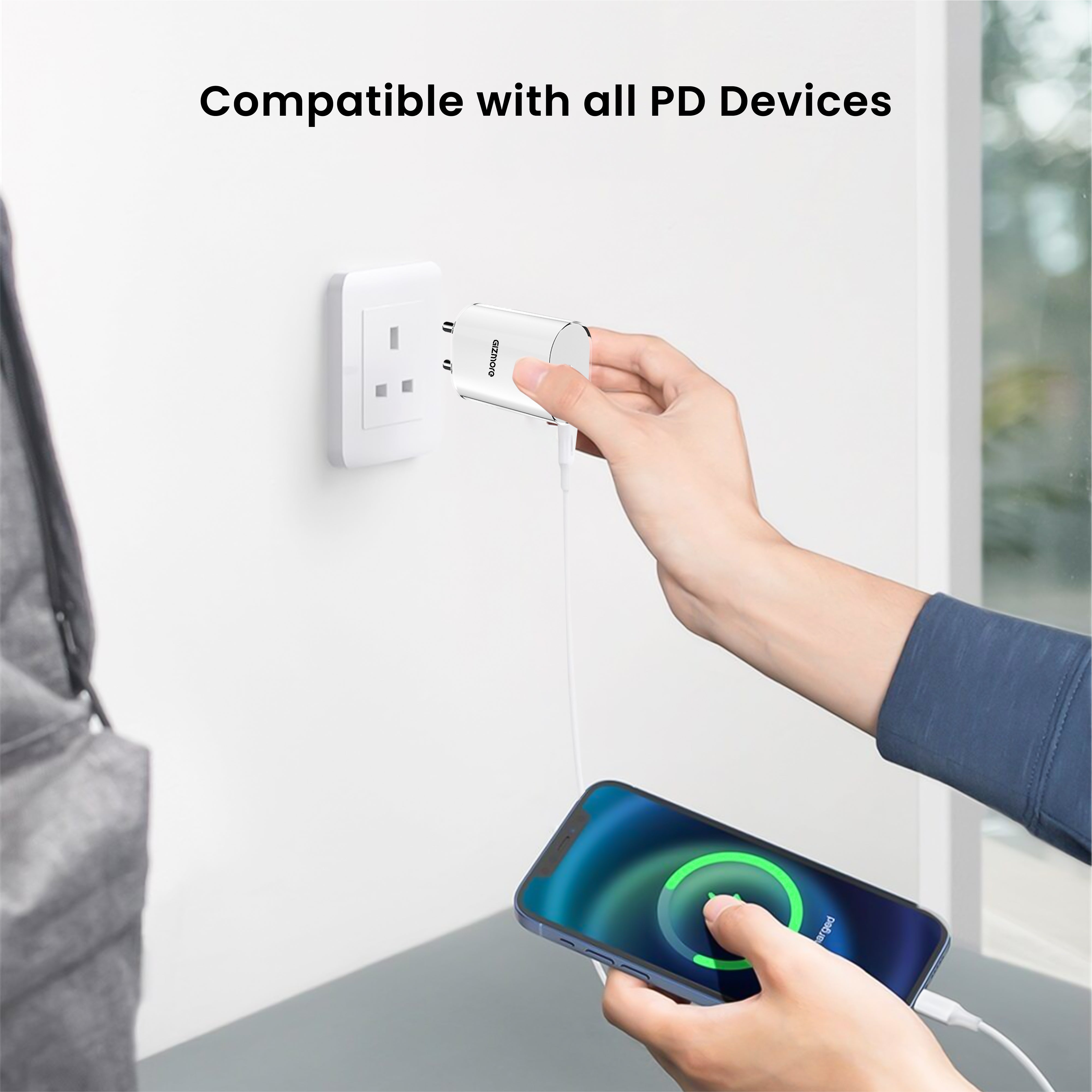 GIZ PA45 45W Super Fast Charger, PD Fast Charging Adapter, Up to 60% in 30 Minutes, Universal Compatibility, Semi-Transparent Design, Heat & Scratch Resistant Wall Charger