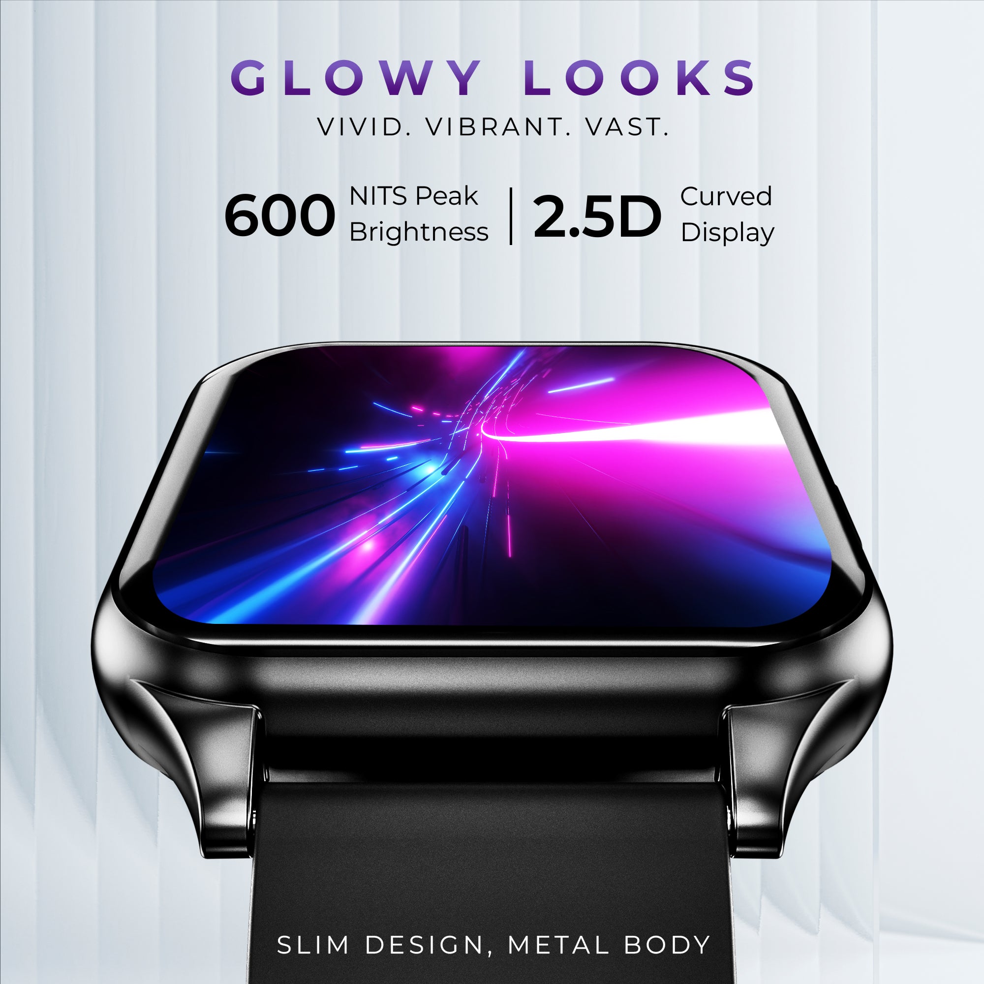 GIZMORE Glow Z 1.78 inch (4.52 cm) AMOLED Always-On Display BT Calling Smartwatch