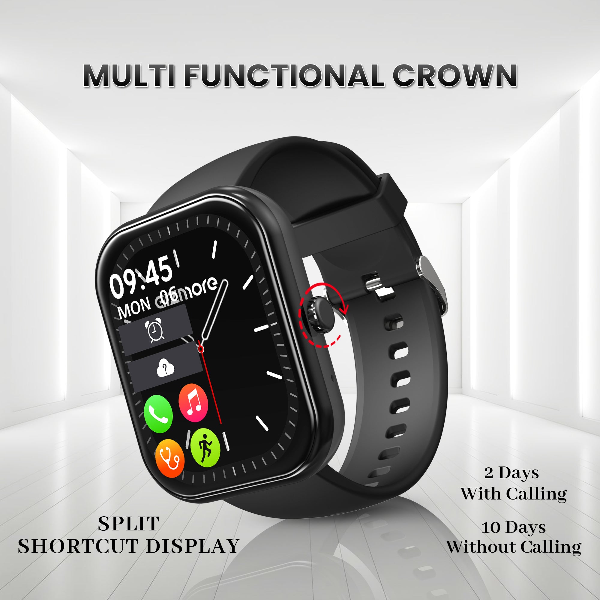 GIZMORE Ultra Max 2.01 inch (5.11 cm) Always-On-HD Display BT Calling Smartwatch