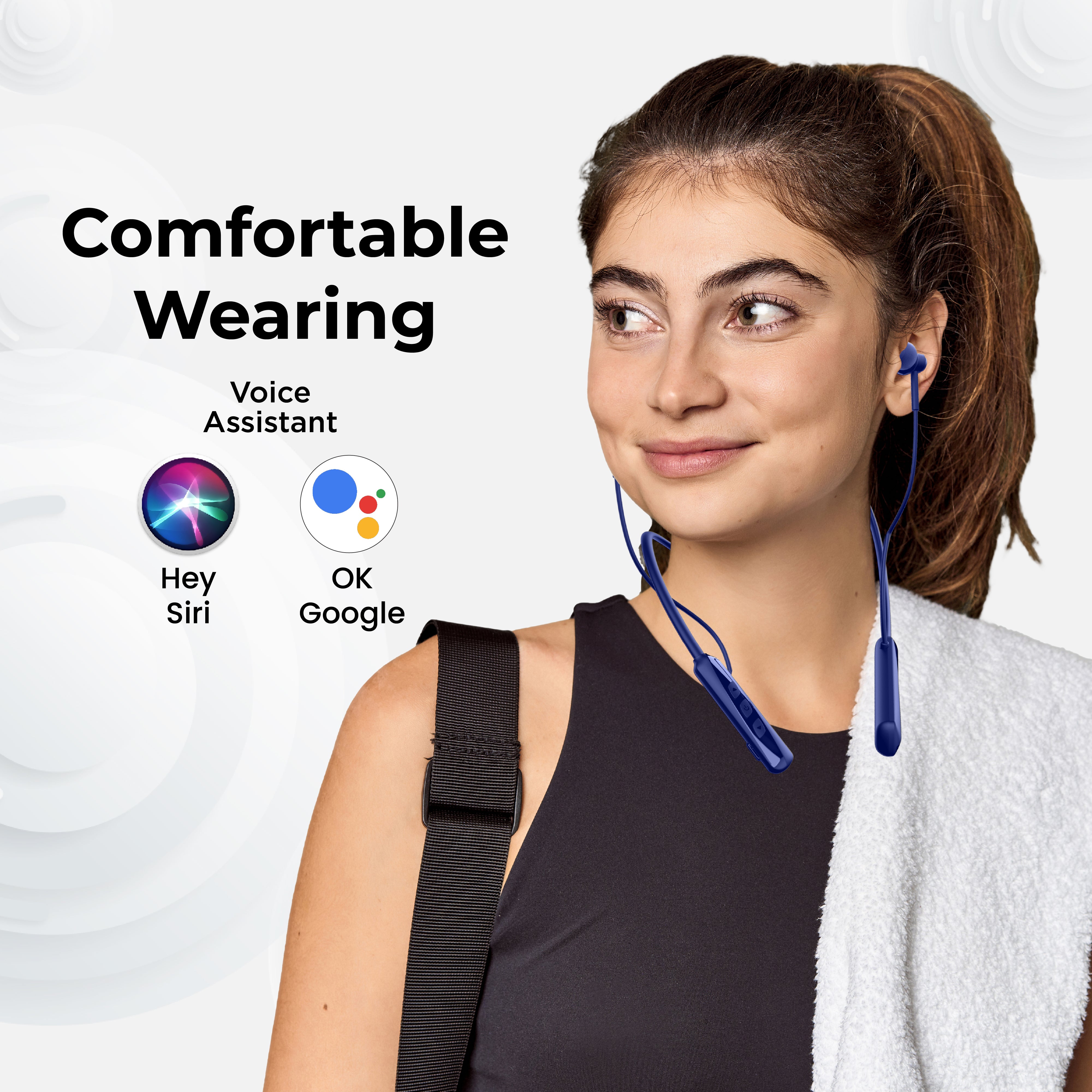 GIZ MN231H Bluetooth Neckband with Magnetic Hall Switch | 40H Playtime | HD Voice | Extra Bass | Type-C Charging | Comfortable Fit | Voice Assistant | Magnetic Earpiece